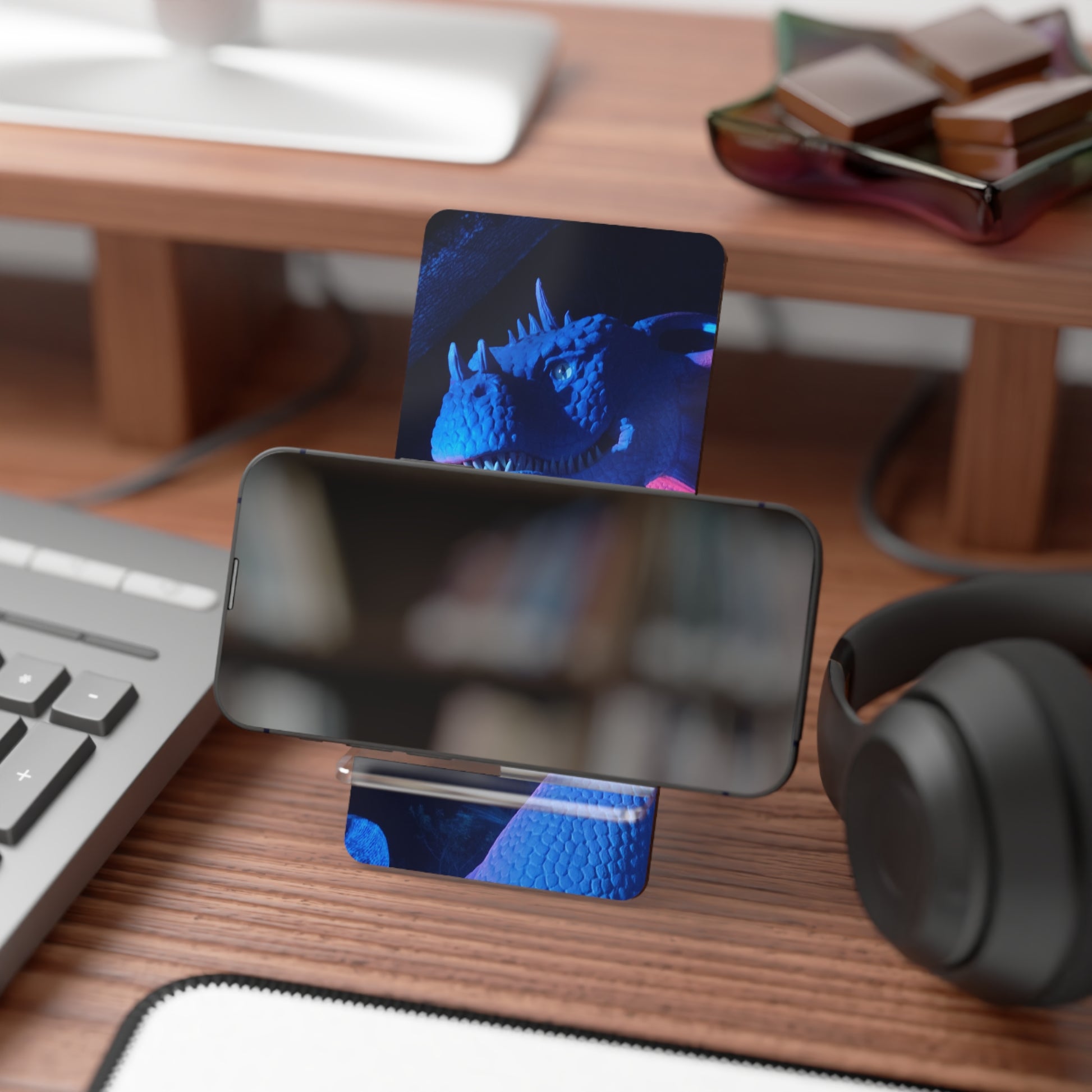 Bold Neon Dragon Phone Stand – Sleek Acrylic Holder for Desk or Nightstand