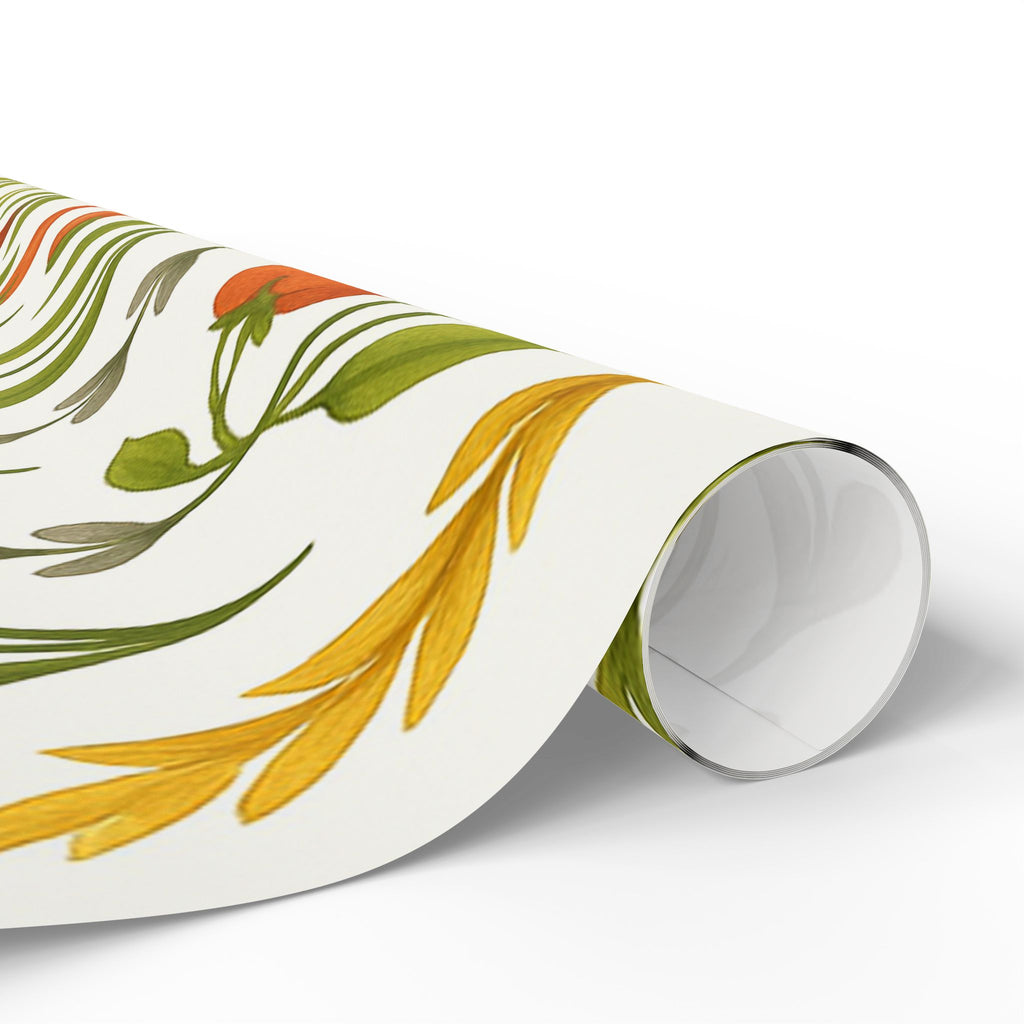 Sunflowers, Tomatoes & Autumn Harvest Botanical Wrapping Paper – Bright Seasonal Gift Wrap