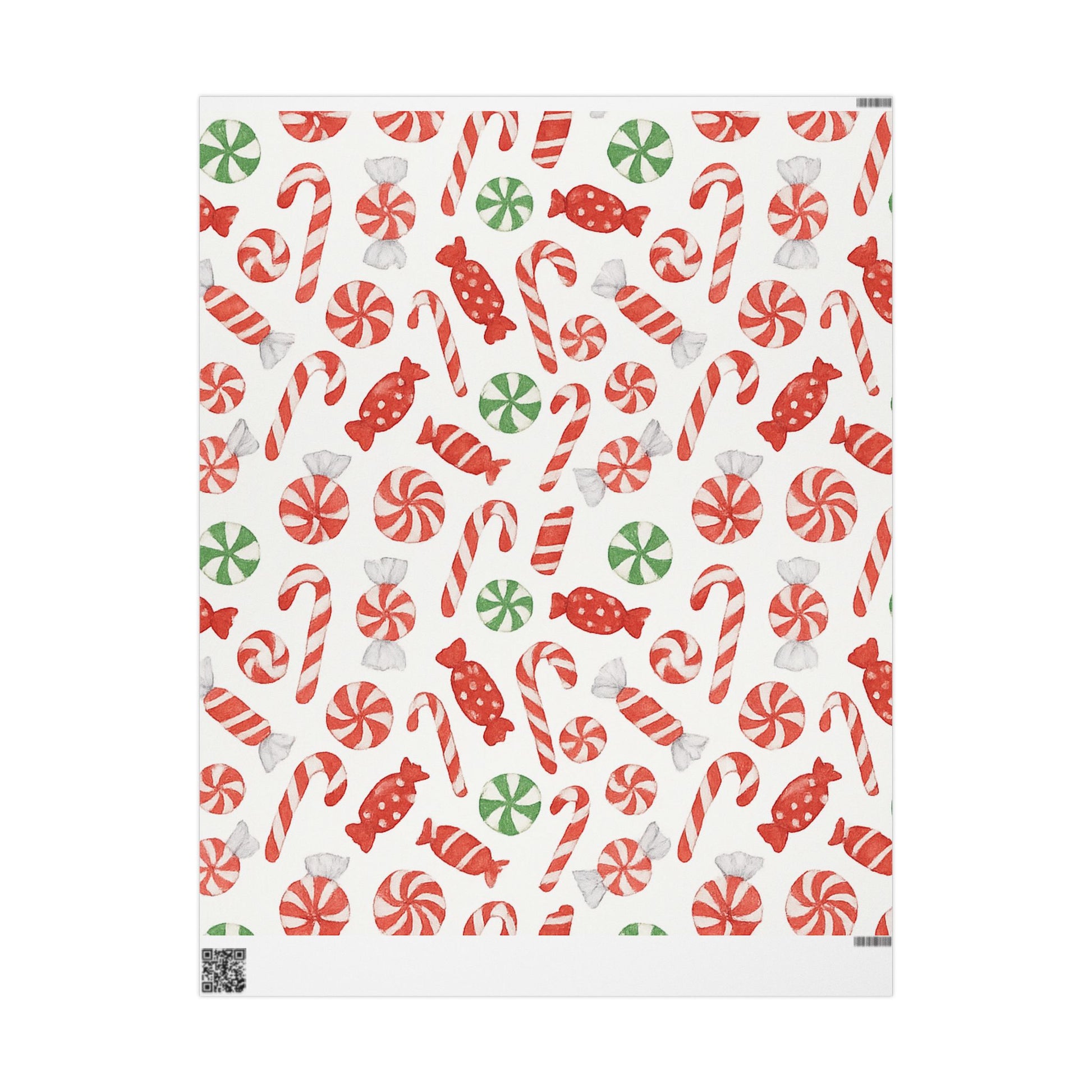 Pattern of Christmas candies on a white background
