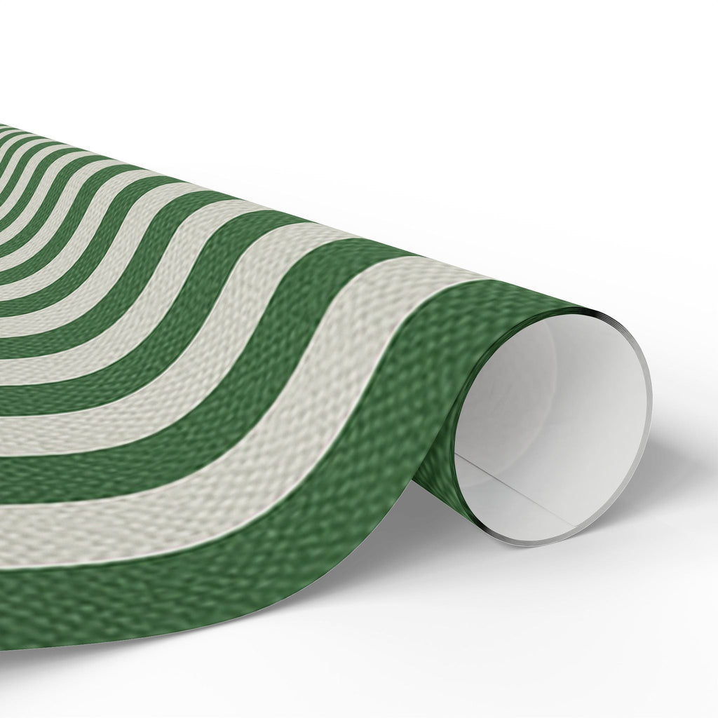 Green and White Elegantly Striped Wrapping Paper for Holidays & Celebrations