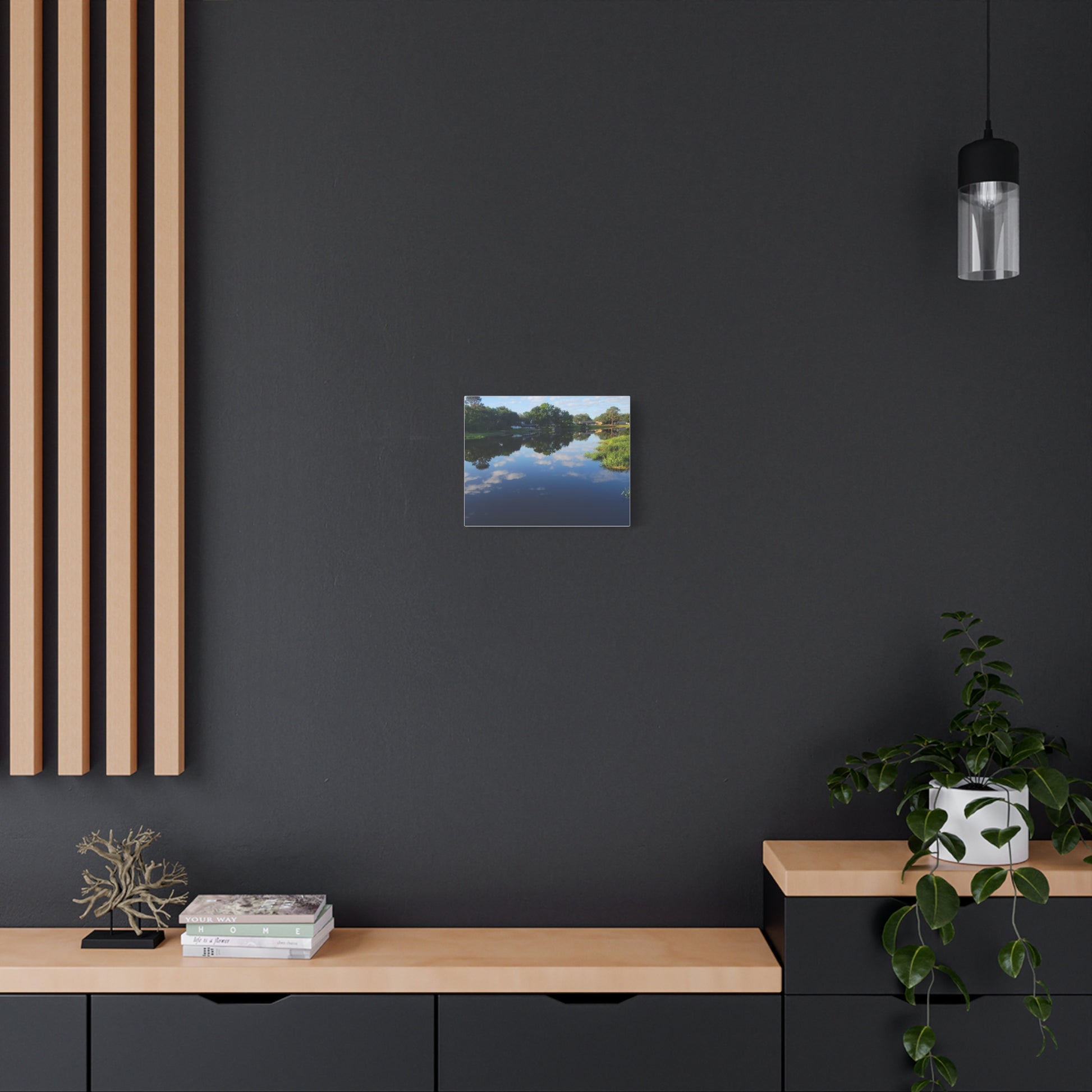 Serene Lake Landscape Reflection - Stretched Canvas Artwork