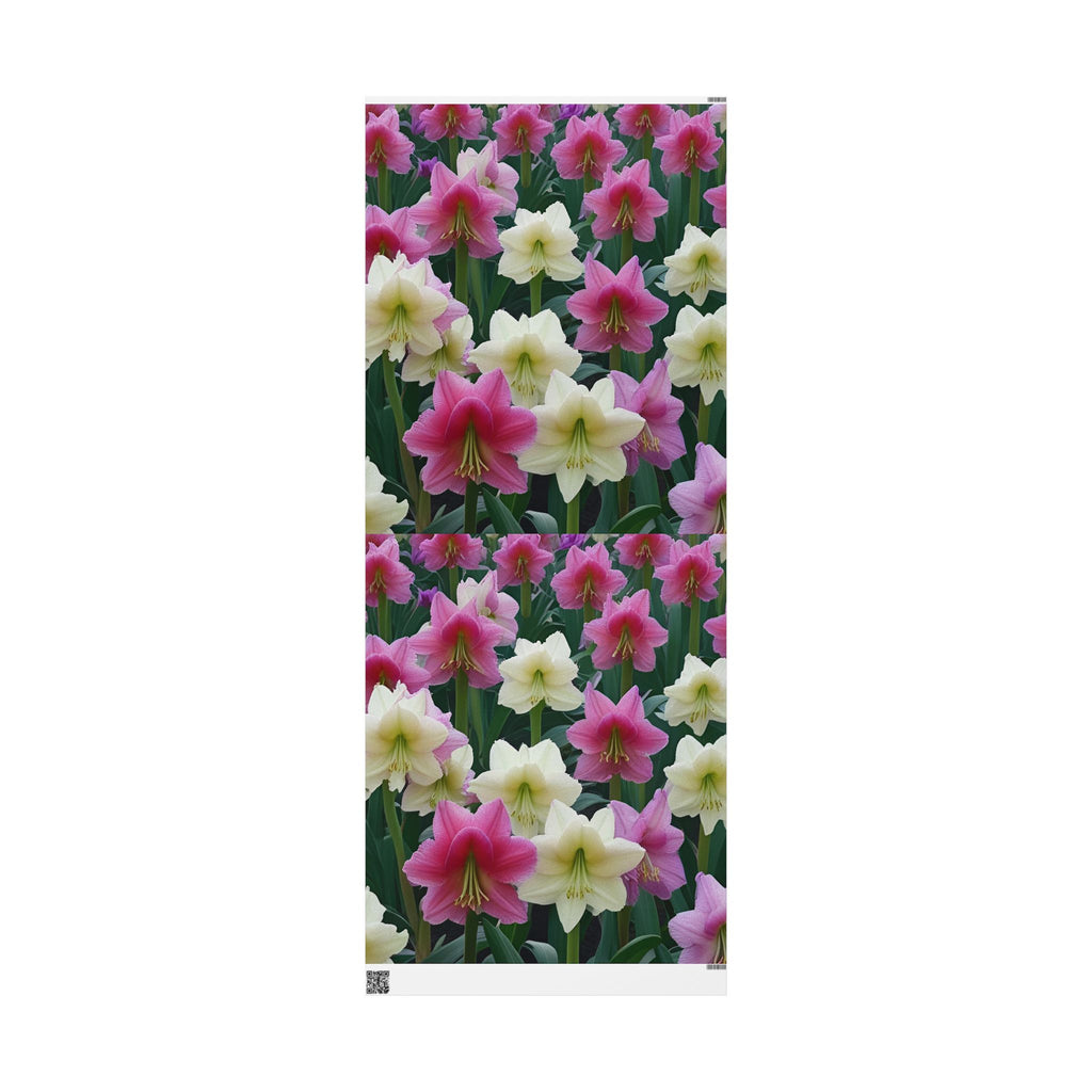 Pink and Cream Amaryllis Wrapping Paper – Elegant Large Floral Gift Wrap