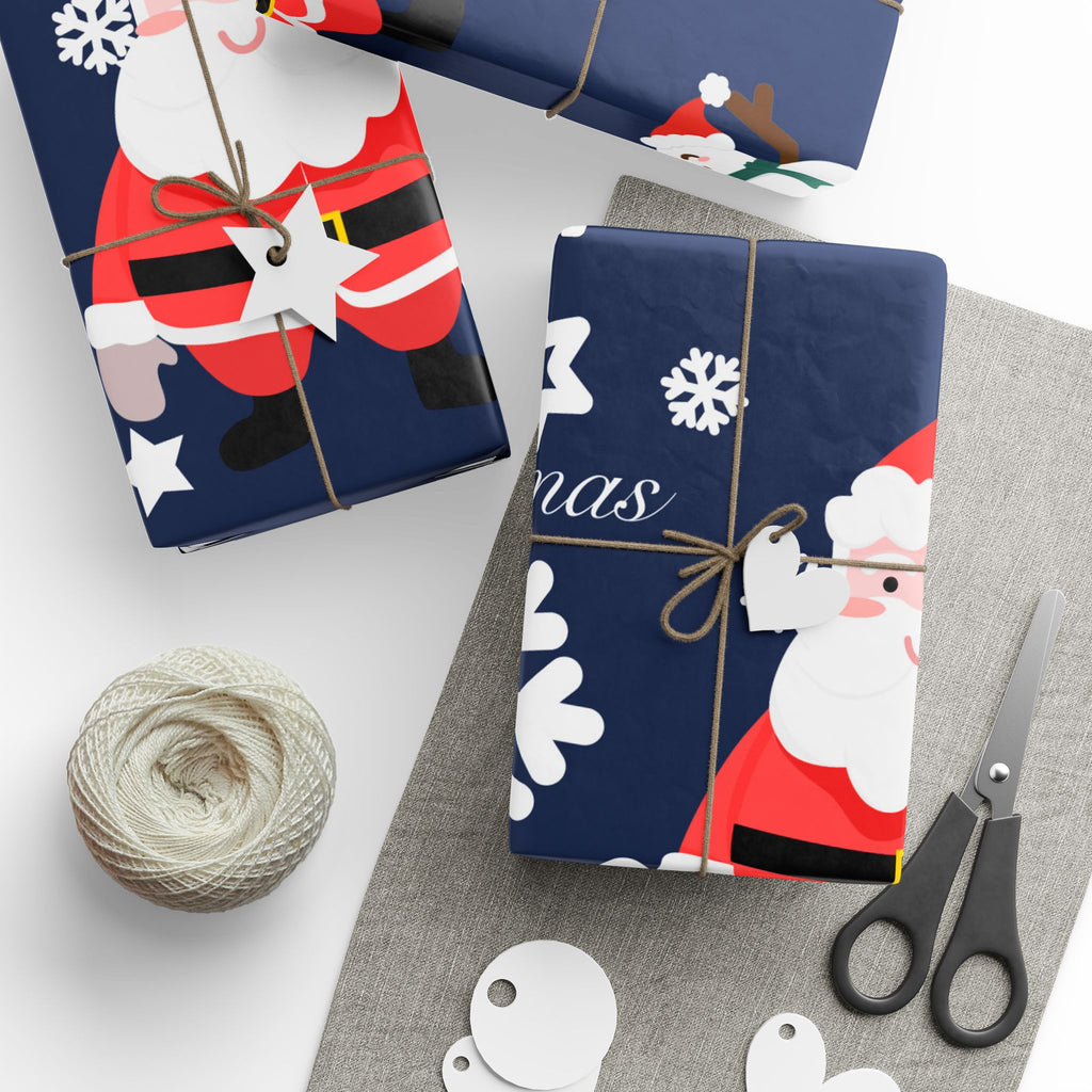 Christmas Wrapping Paper - Festive Santa and Snowman Design