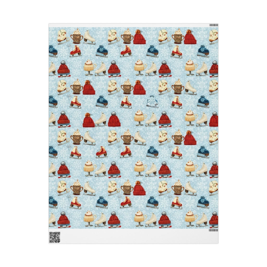 Ice Skates and Hot Chocolate Winter Wonderland Design - Christmas Wrapping Paper