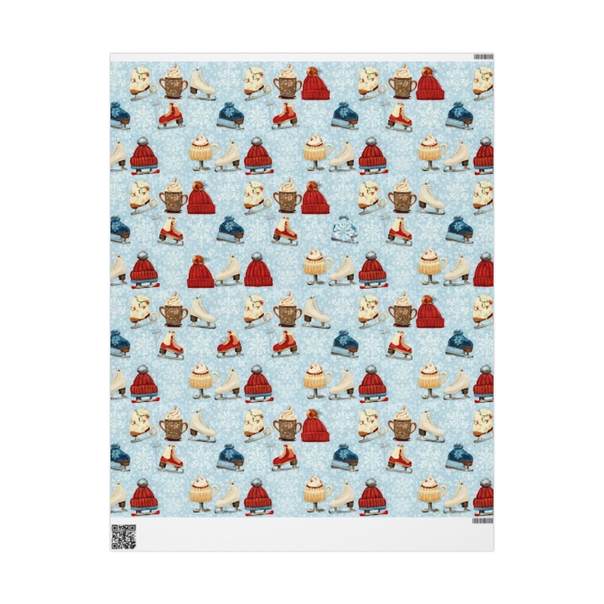 Ice Skates and Hot Chocolate Winter Wonderland Design - Christmas Wrapping Paper