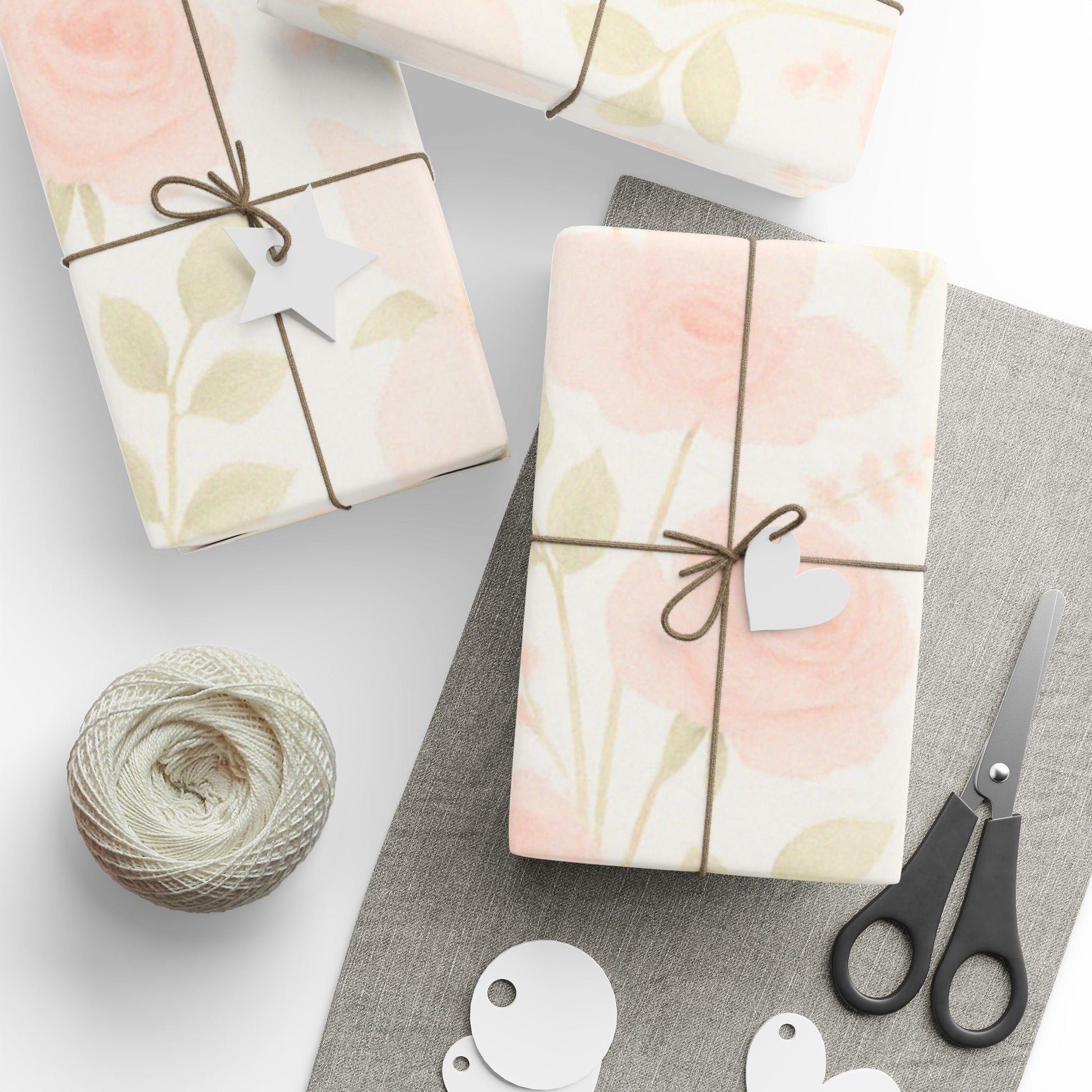 Blush Rose and Lily Floral Wrapping Paper – Elegant Watercolor Gift Wrap for Special Occasions
