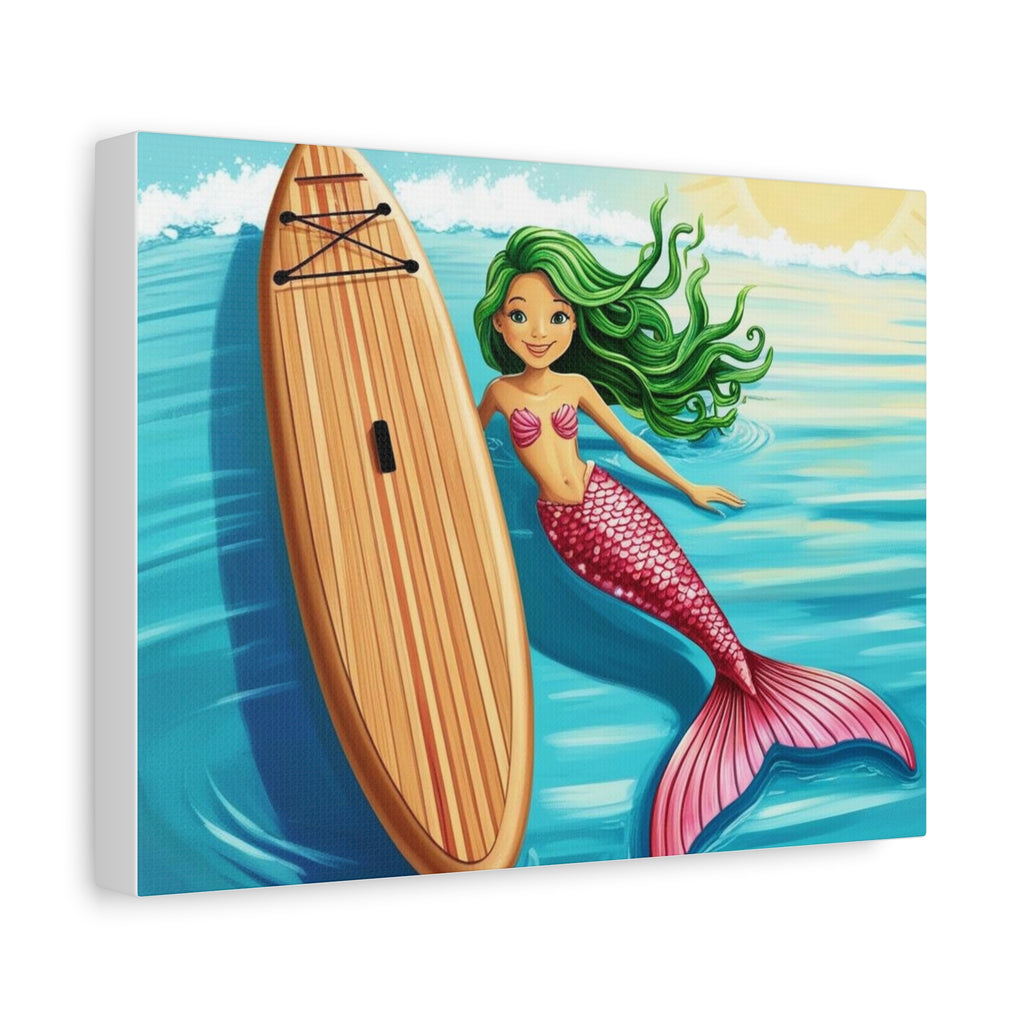 Red Tailed Playful Mermaid Matte Canvas, Stretched, 1.25"