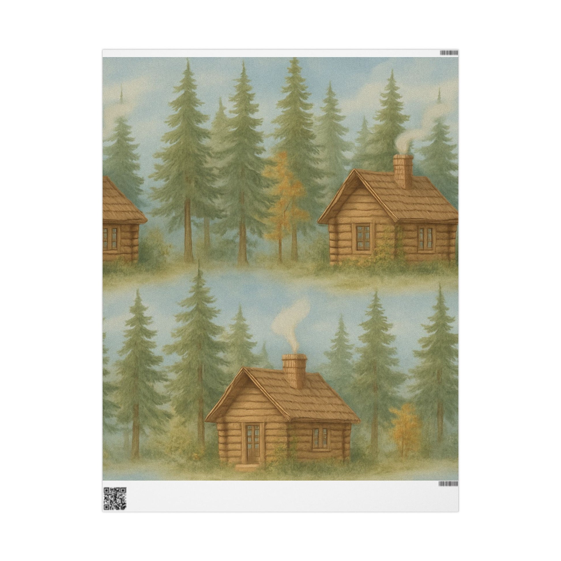 Rustic Cabin Wrapping Paper - Cozy Forest Theme for Holidays and Special Occasions