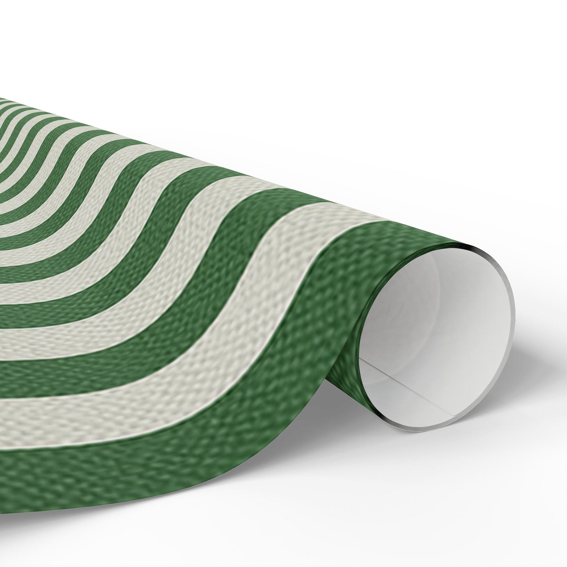 Green and White Elegantly Striped Wrapping Paper for Holidays & Celebrations