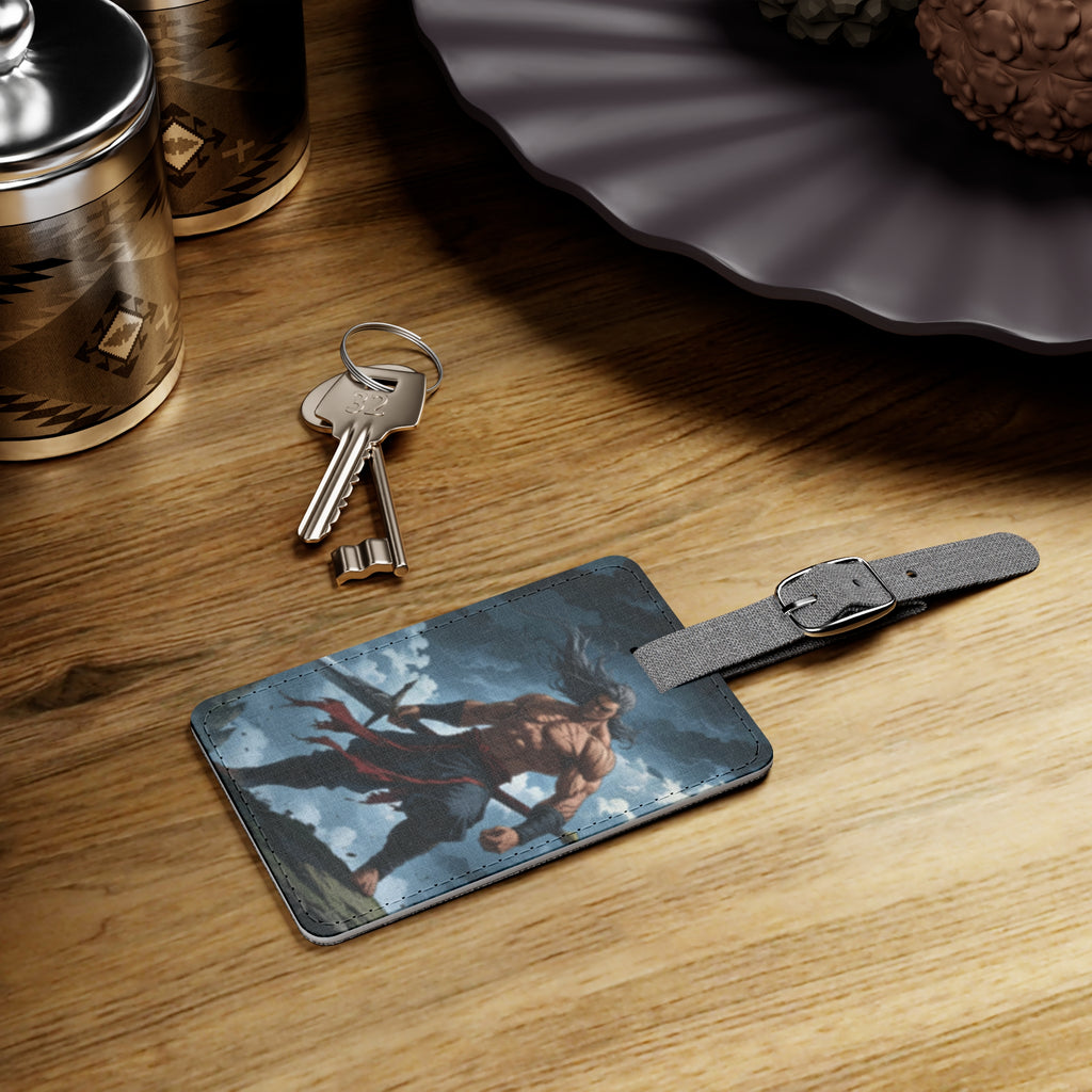 Fantasy Swordman image on Saffiano Polyester Luggage Tag, Rectangle
