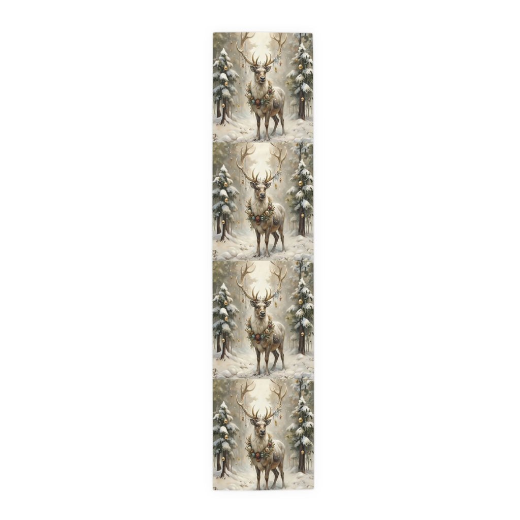 Whispers of Winter – Reindeer Wreath Table Runner | Elegant Holiday Table Décor by Paper Pleasures - Winter Wonderland Table Runner