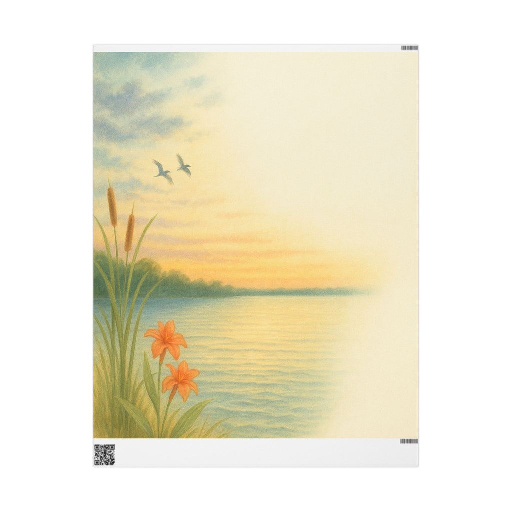 Serene Sunset Wrapping Paper - Floral and Nature Design for Special Occasions