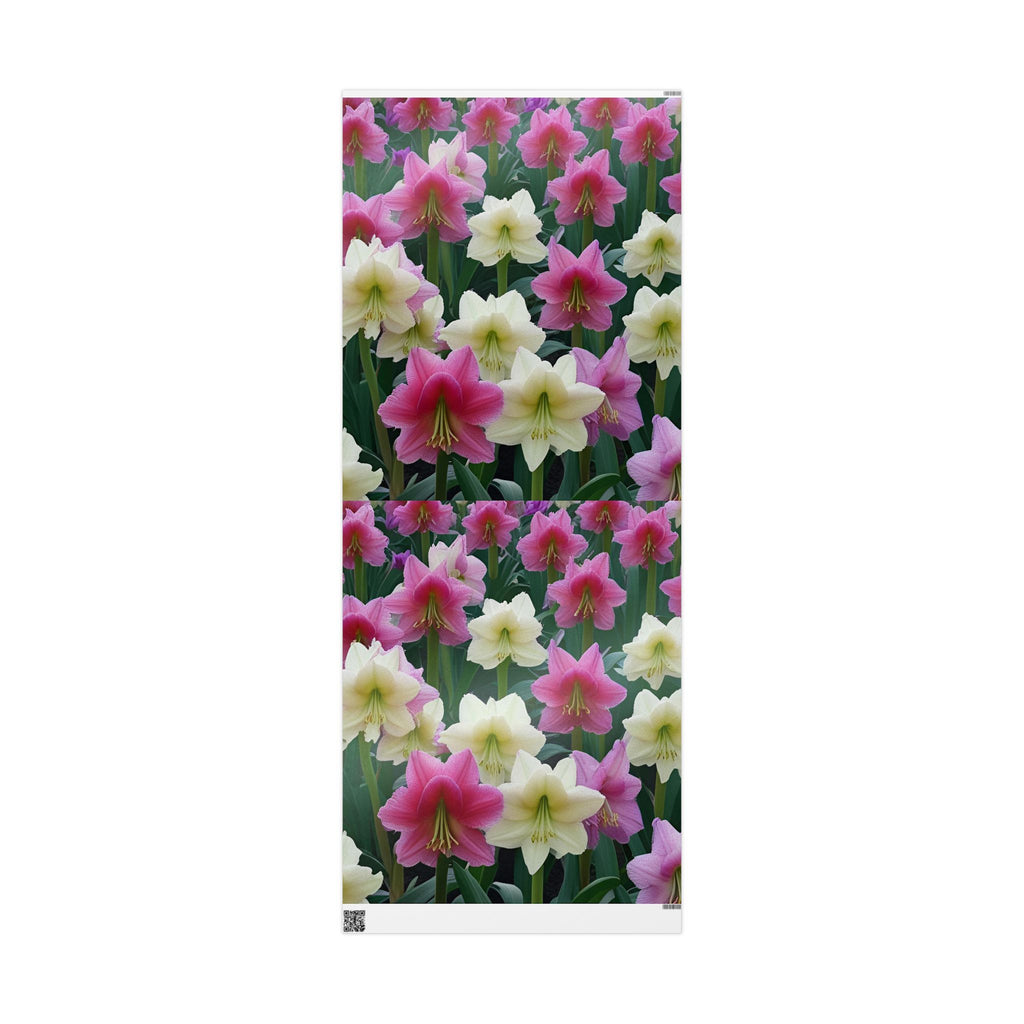 Pink and Cream Amaryllis Wrapping Paper – Elegant Large Floral Gift Wrap