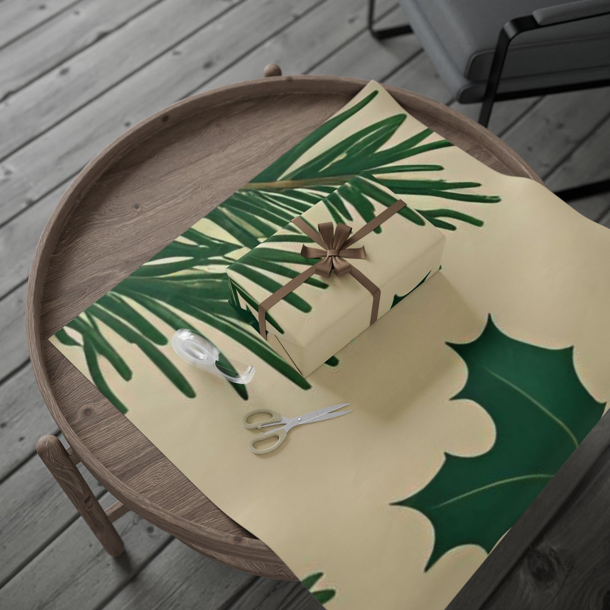 Simple Holly & Pine Christmas Wrapping Paper – Festive Holiday Gift Wrap