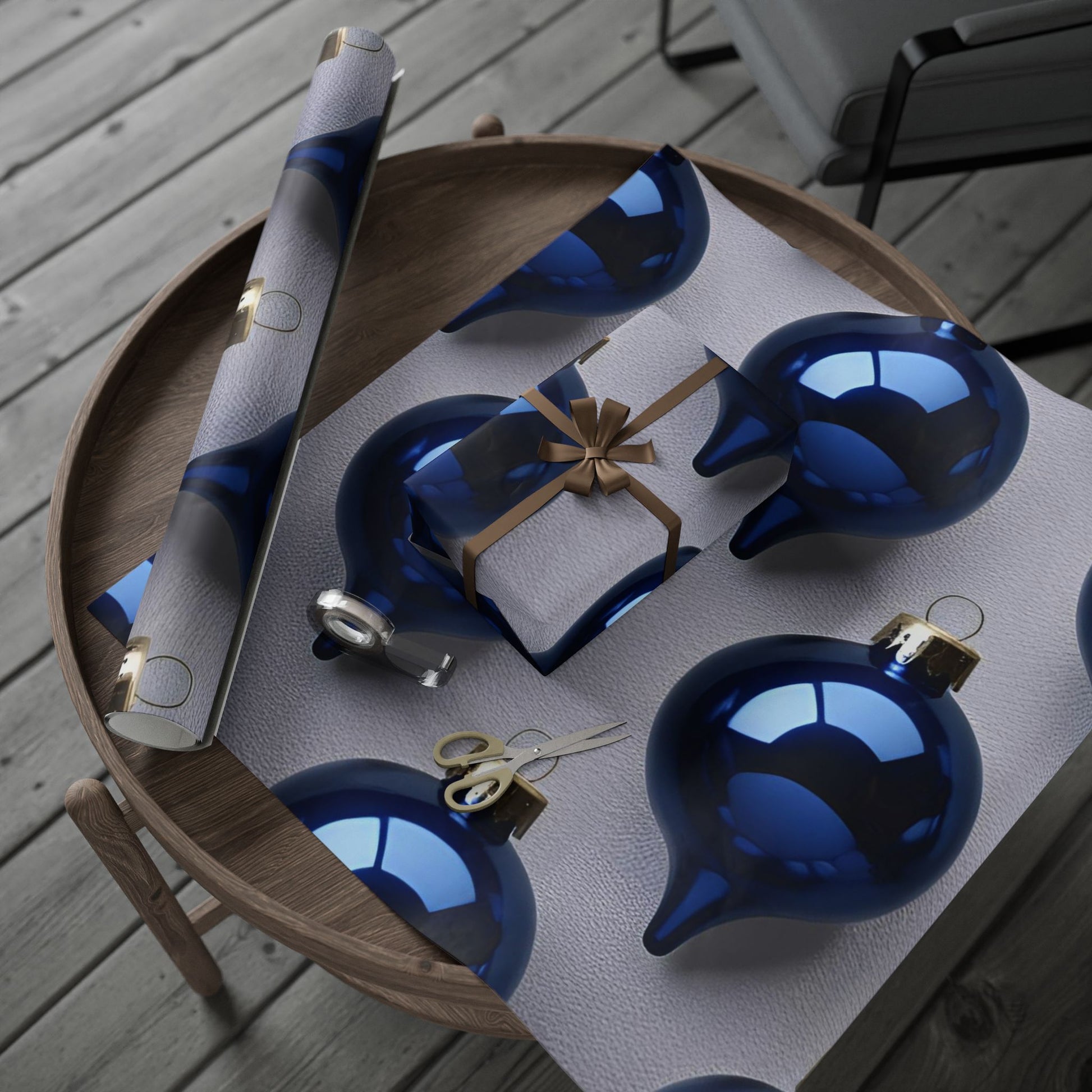Elegant Blue Ornament Wrapping Paper