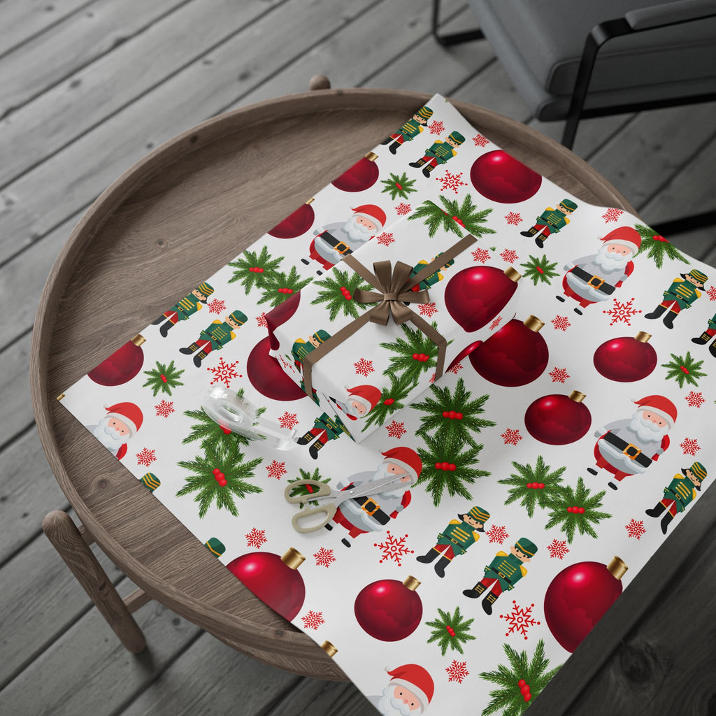 Santa & Nutcracker Christmas Wrapping Paper - Festive Winter Wrapping Paper - Holiday Spirit