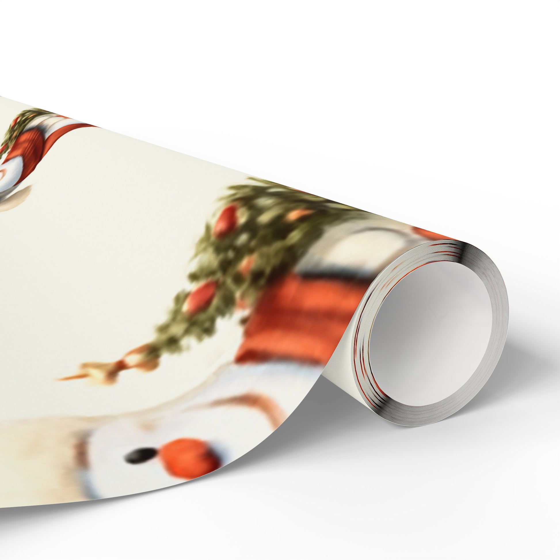Snowman Pattern Wrapping Paper Roll — Jolly Snowfolk Christmas Wrapping Paper – Miniature Snowman Pattern Gift Wrap by Paper Pleasures – Illustrated by Trailside Designs