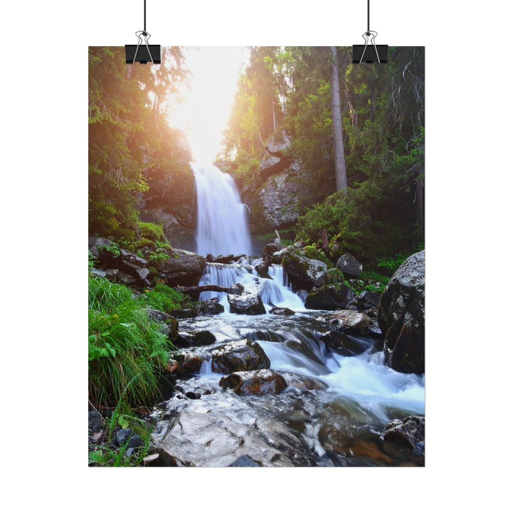 Serene Waterfall Rolled Poster - Nature Wall Art for Home Decor