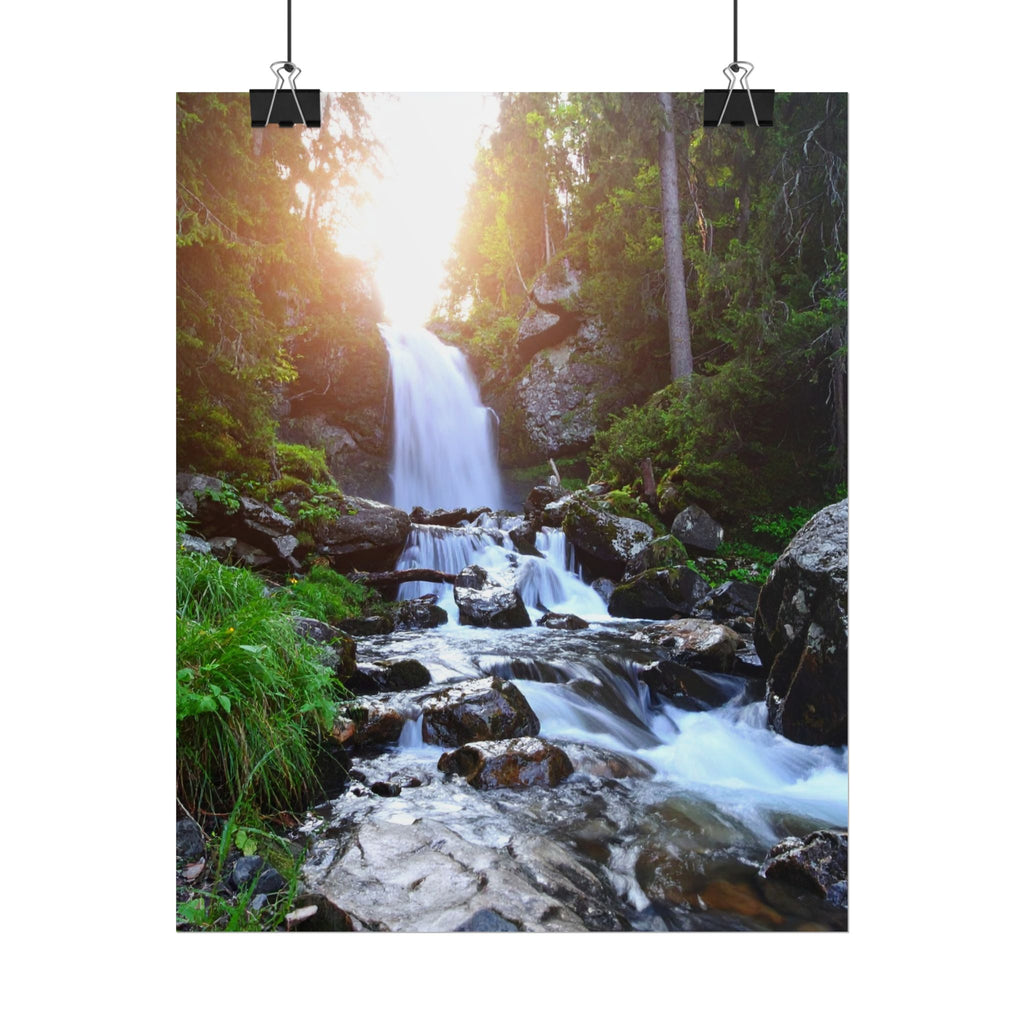 Serene Waterfall Rolled Poster - Nature Wall Art for Home Decor