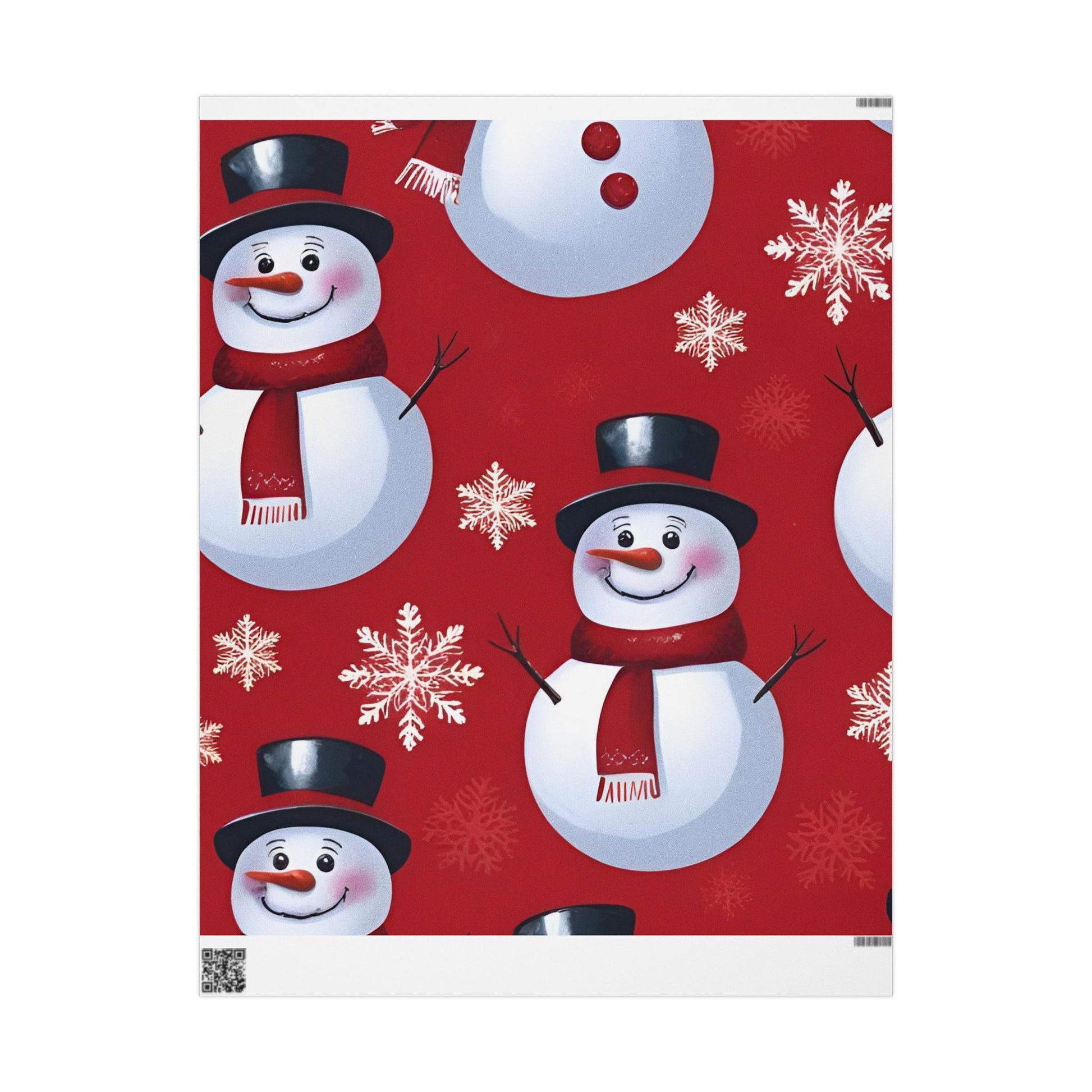Red Snowman Wrapping Paper – Jolly Holiday Gift Wrap with Snowflakes