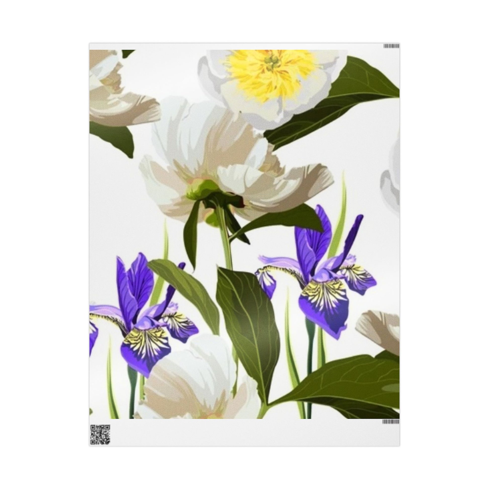 Iris and Peony Floral Wrapping Paper for Elegant Gifts