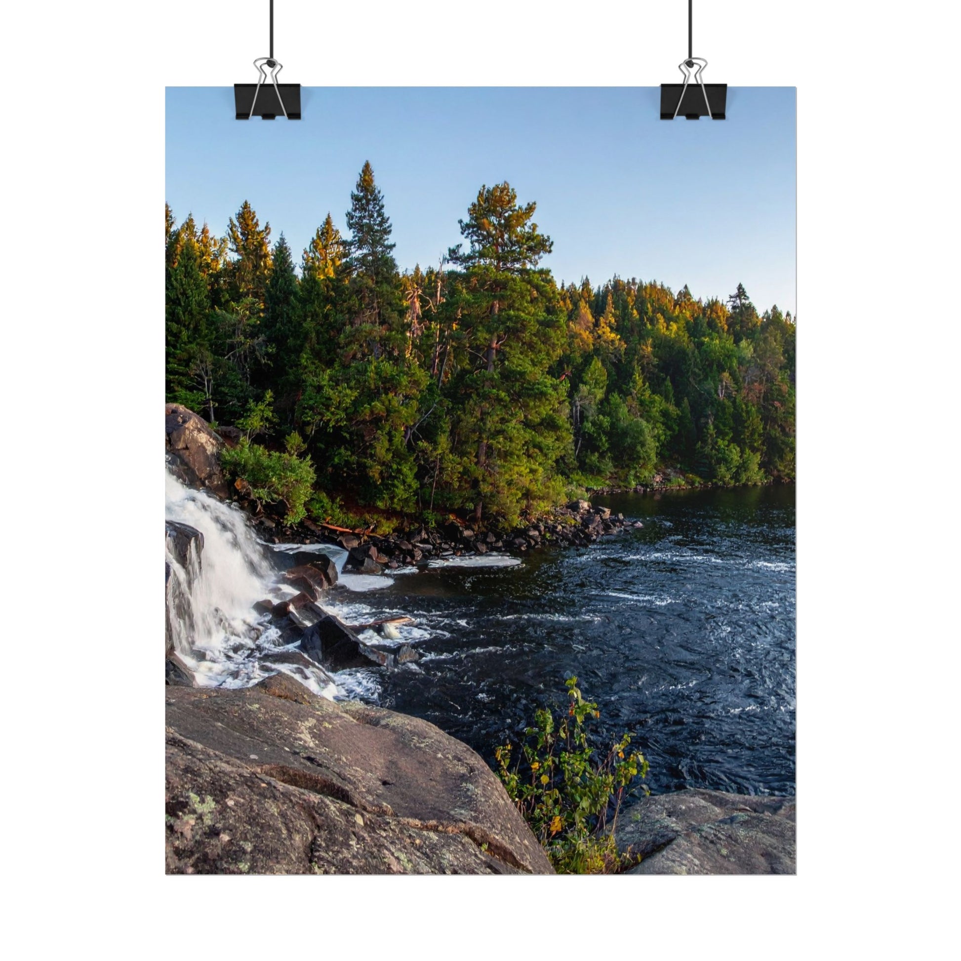 Nature-Inspired Rolled Poster - Serene Waterfall & Forest Scene