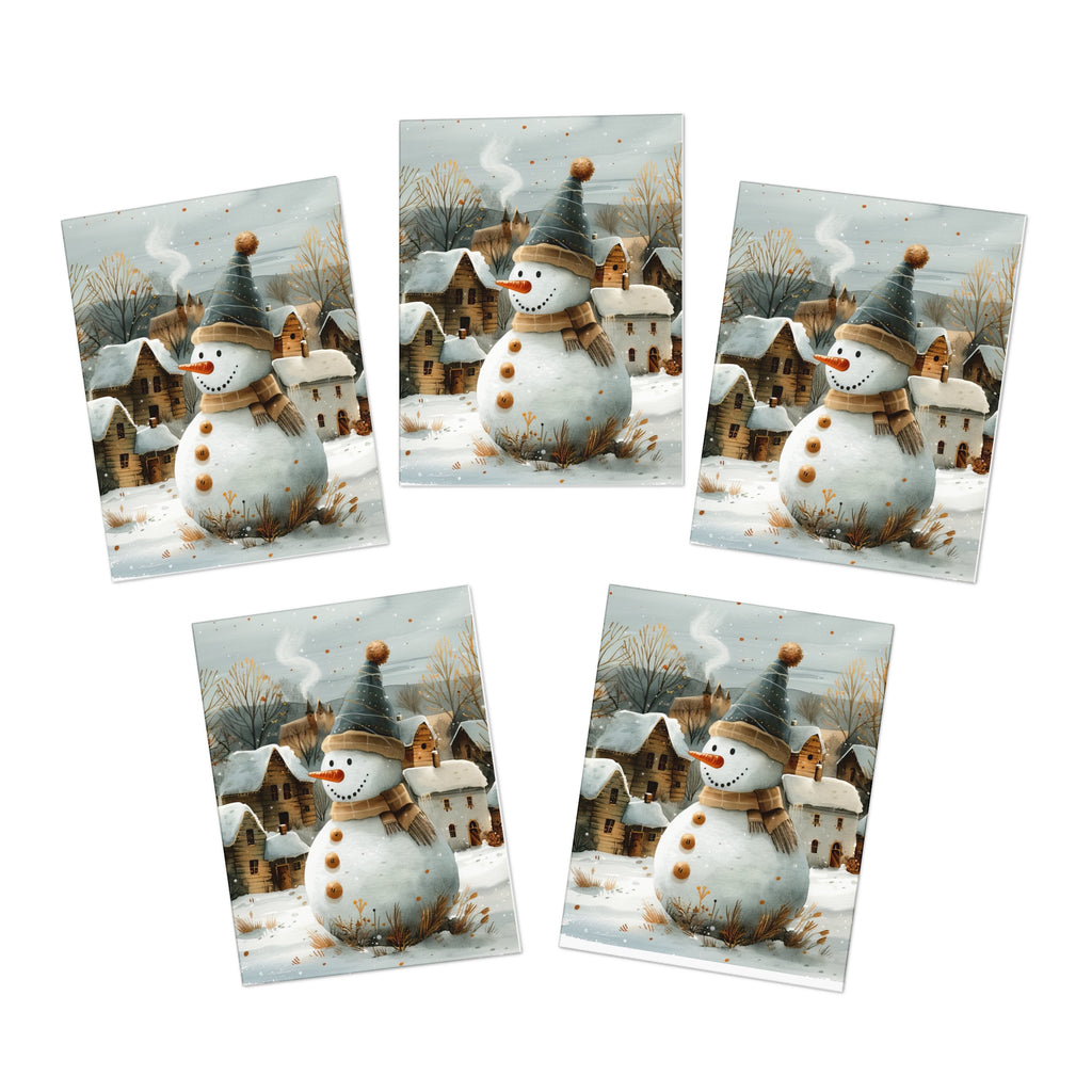 Winter Snowman Greeting Cards (5-Pack)- The Jolly Snowfolk Collection by Paper Pleasures – with illustrations from Trailside Designs.
