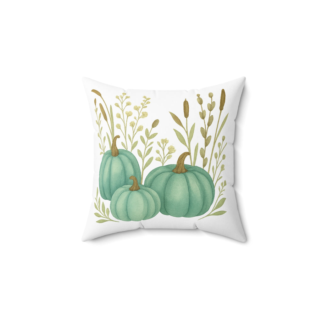 Fall Pillow – Teal Pumpkin Harvest Cushion for Autumn Decor