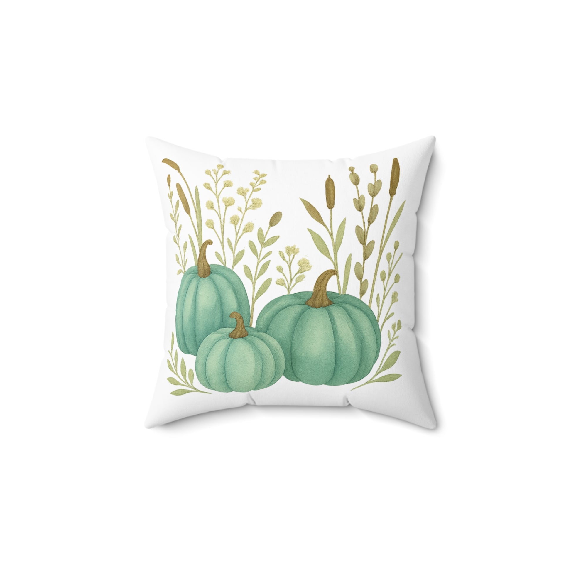 Fall Pillow – Teal Pumpkin Harvest Cushion for Autumn Decor