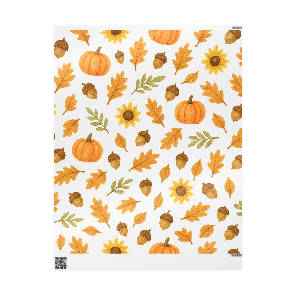 Sunflower & Autumn Leaves Wrapping Paper – Fall Gift Wrap for Seasonal Celebrations