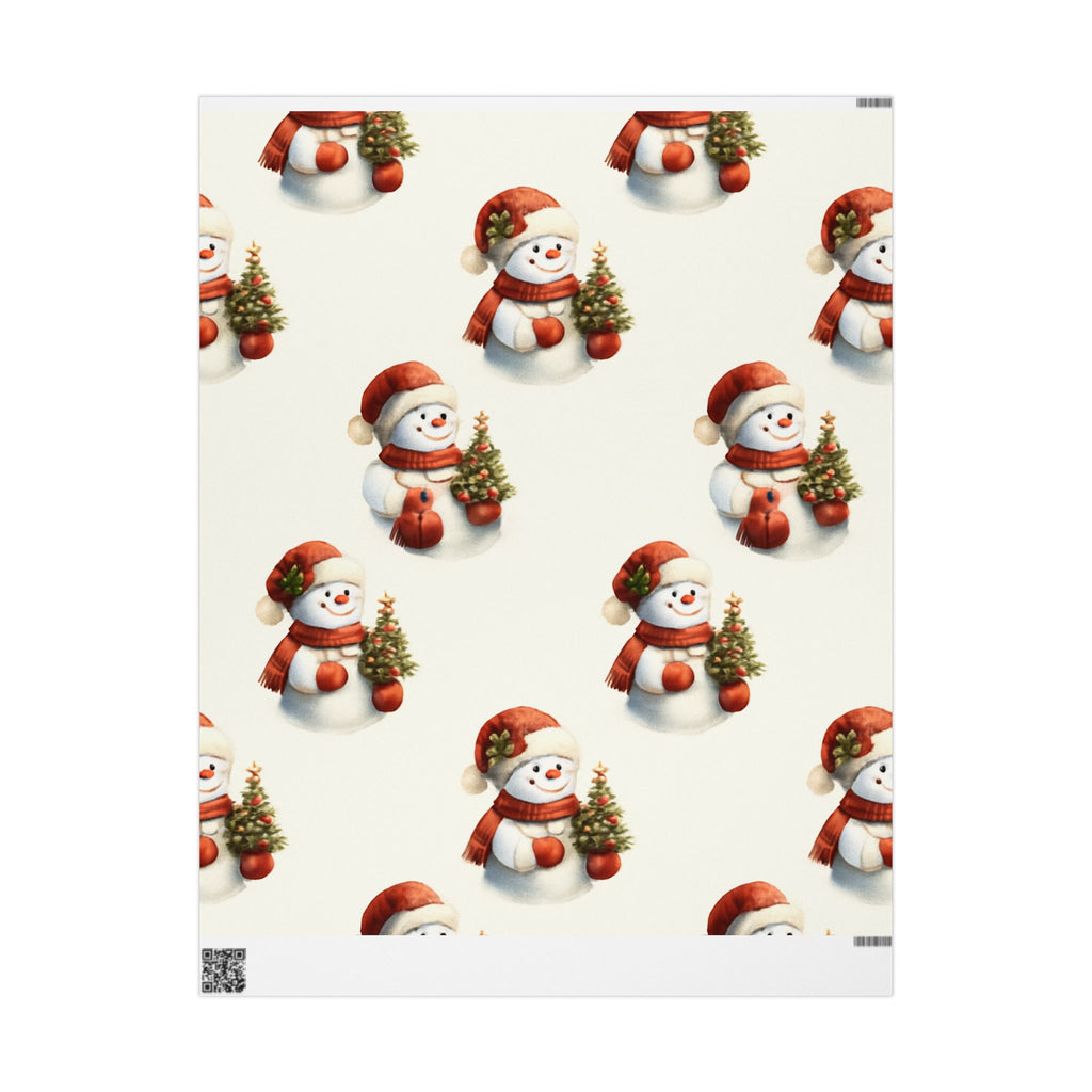 Snowman Pattern Wrapping Paper Roll — Jolly Snowfolk Christmas Wrapping Paper – Miniature Snowman Pattern Gift Wrap by Paper Pleasures – Illustrated by Trailside Designs
