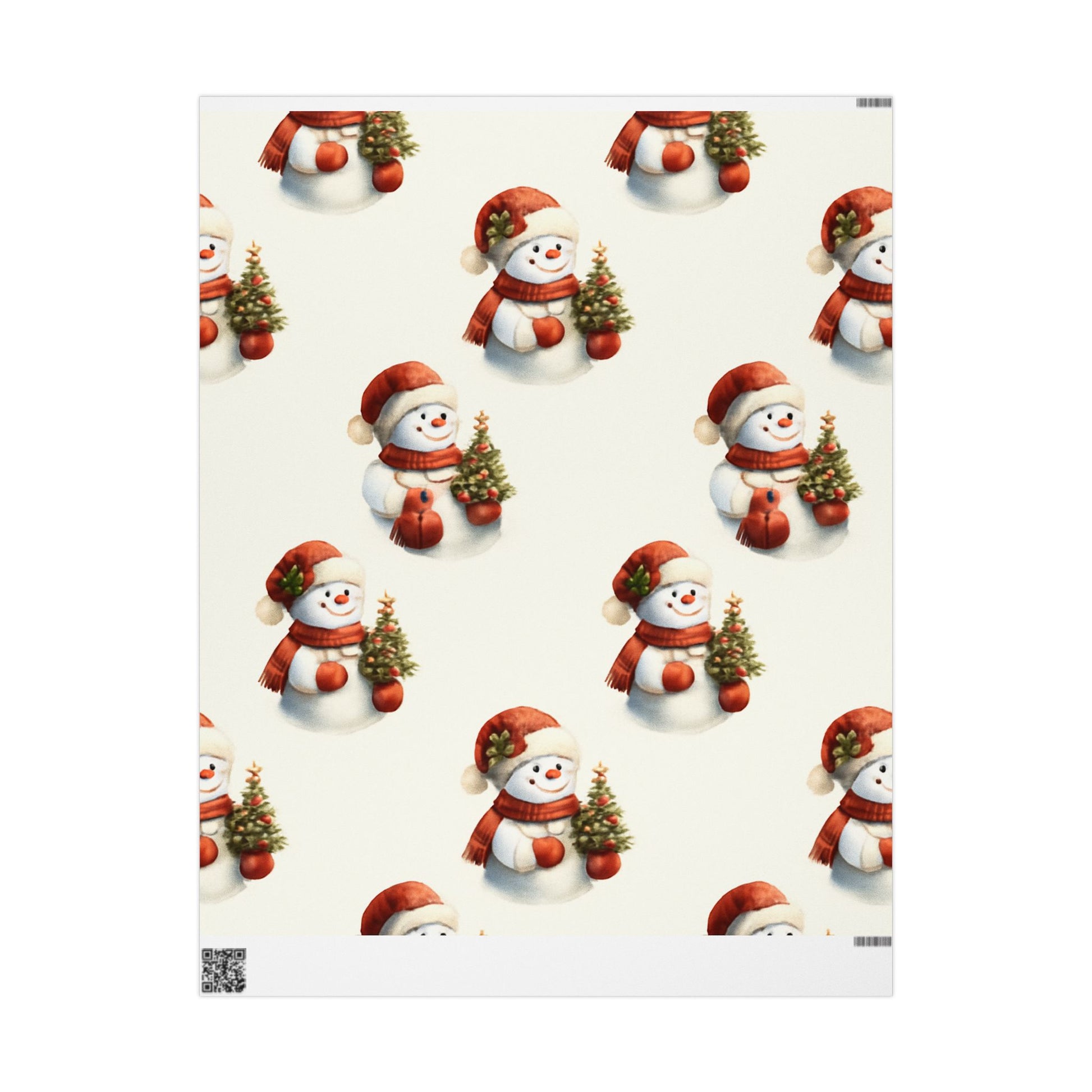 Snowman Pattern Wrapping Paper Roll — Jolly Snowfolk Christmas Wrapping Paper – Miniature Snowman Pattern Gift Wrap by Paper Pleasures – Illustrated by Trailside Designs