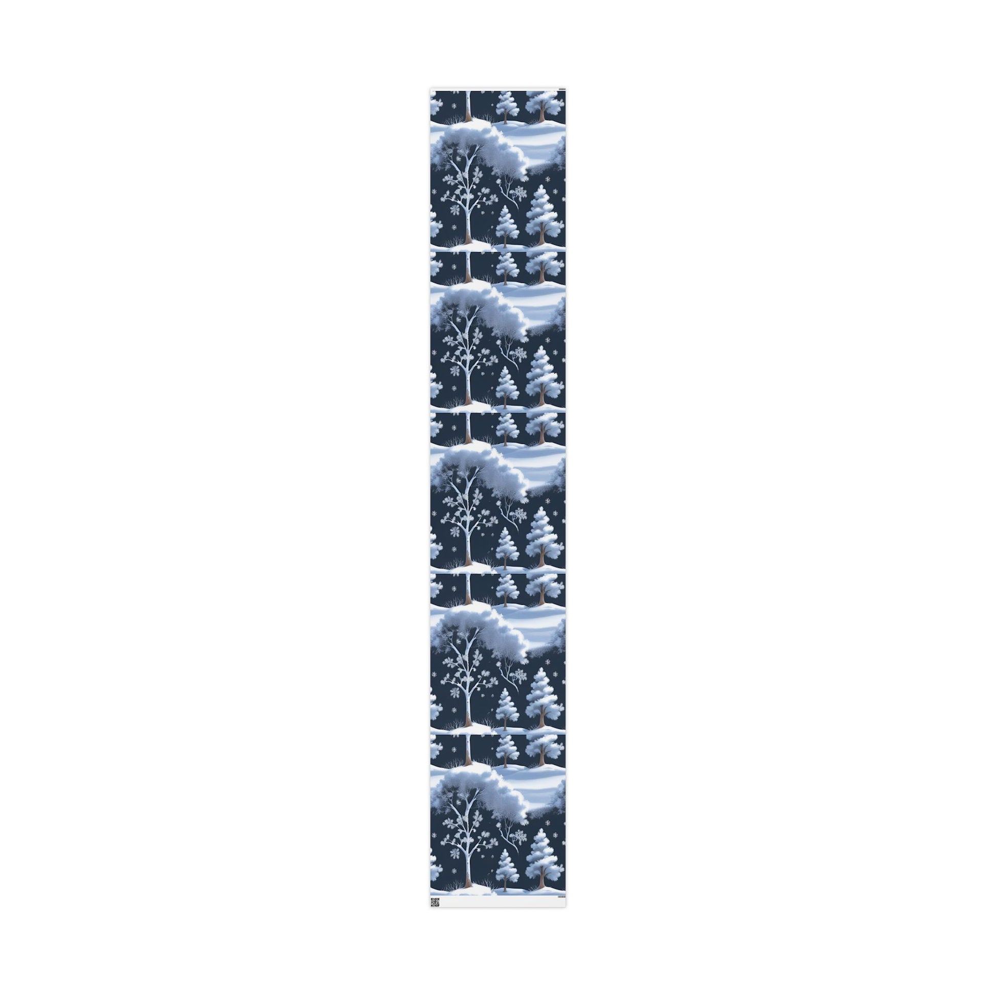 Winter Wonderland Forest Wrapping Paper – Snowy Trees and Falling Snowflakes
