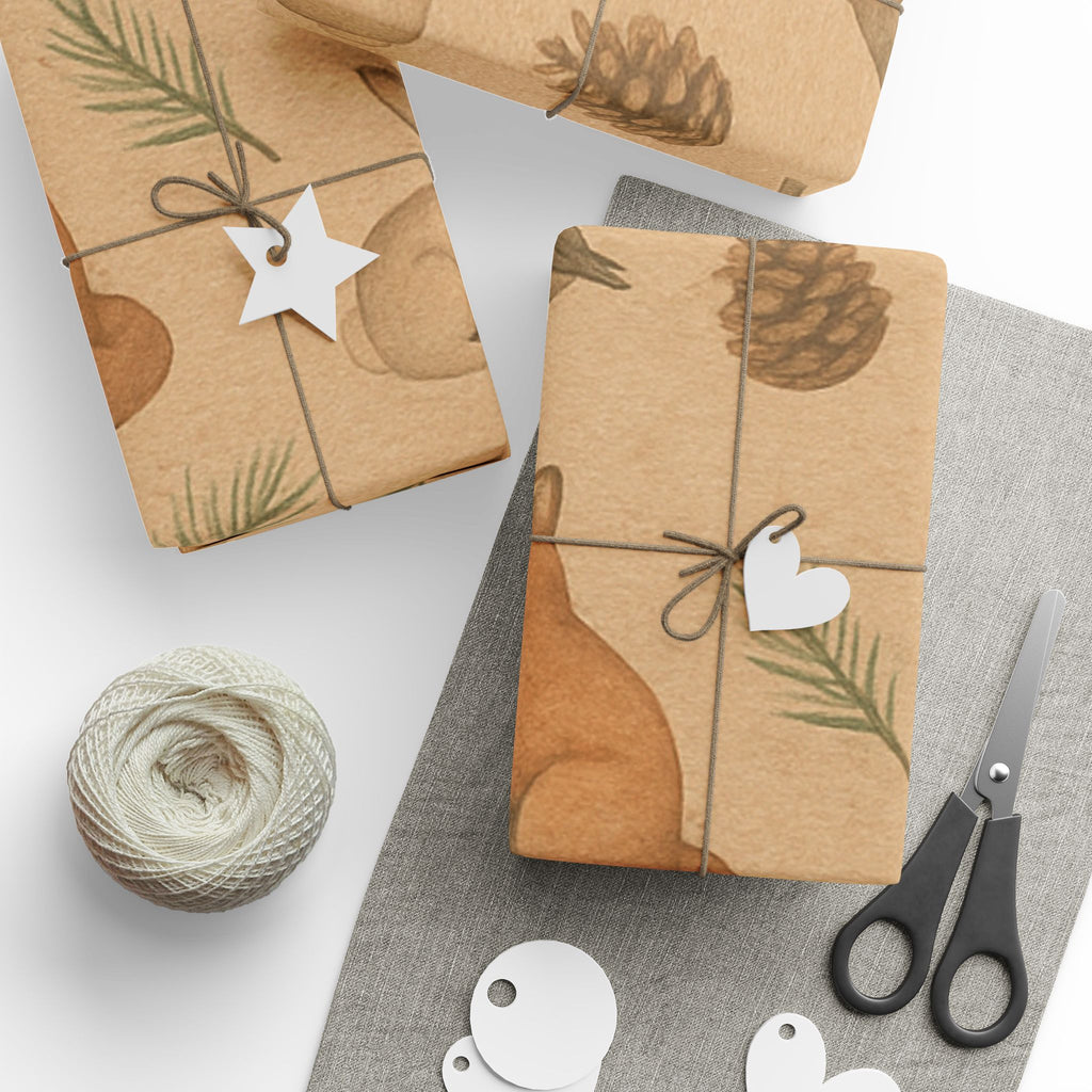 Handcrafted Wrapping Paper, Eco-Friendly Gift Wrapping, Rustic Nature Print, Ideal for Holidays, Birthdays, and Special Occasions