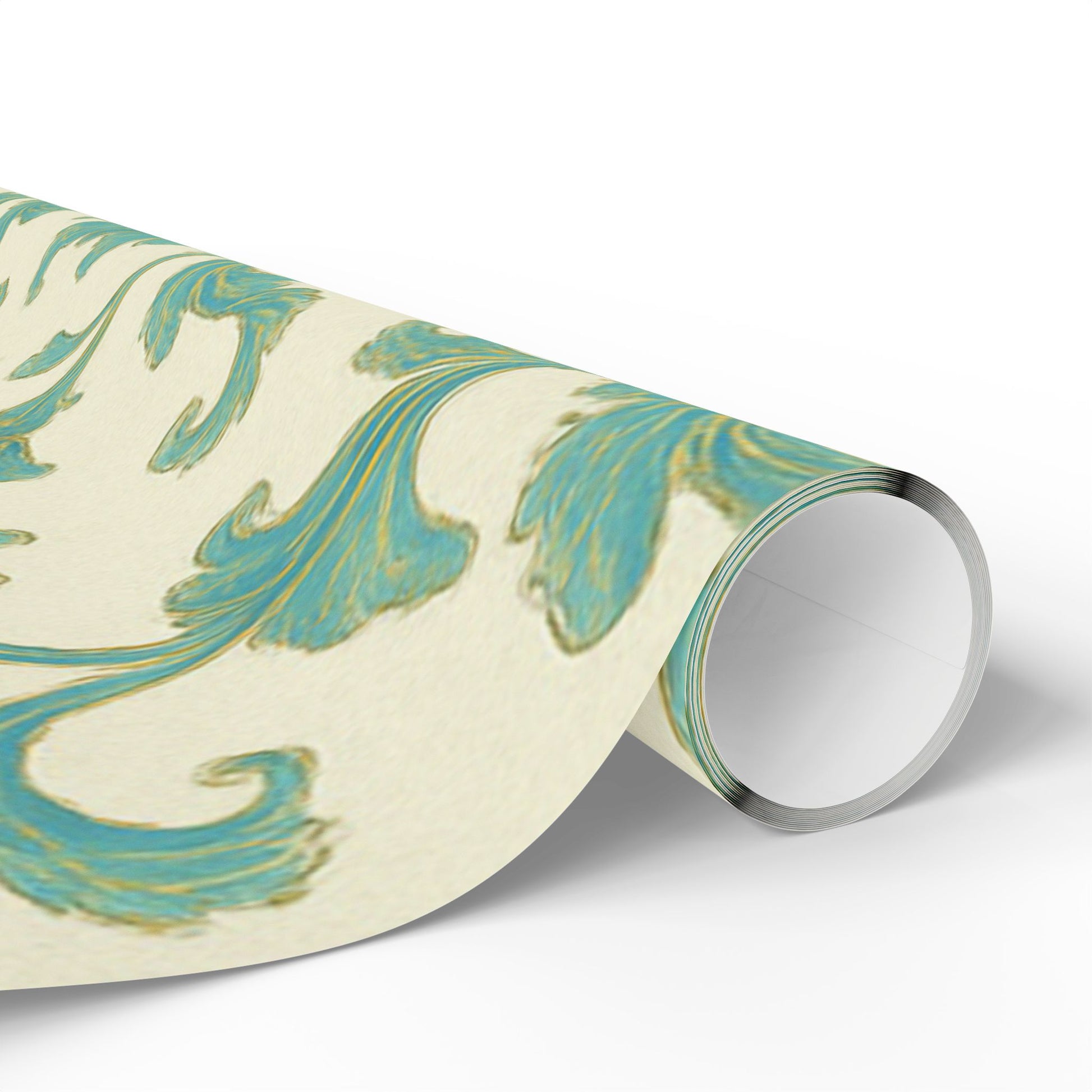 Elegant Teal Vintage Floral Wrapping Paper – Classic Cream Background Gift Wrap