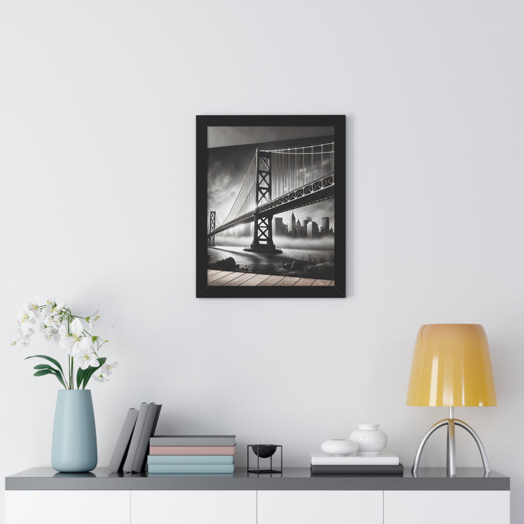 Monochrome Urban Landscape Framed Vertical Poster - Modern Home Decor
