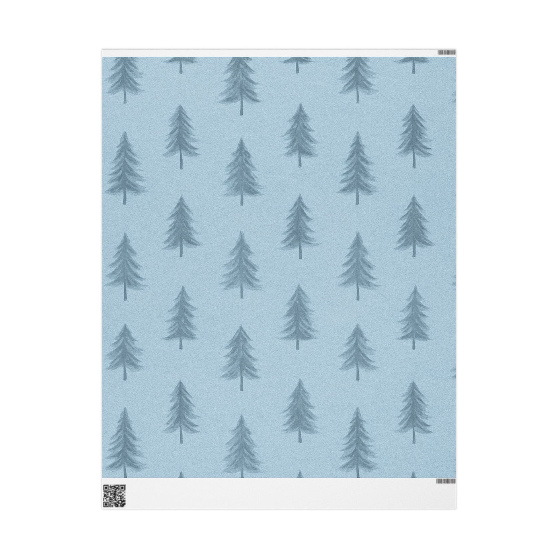 Winter’s Hush Tree Pattern Wrapping Paper – Elegant Woodland Holiday Gift Wrap - Beautiful Blue Wrapping Paper Roll, Holiday Gift Wrap