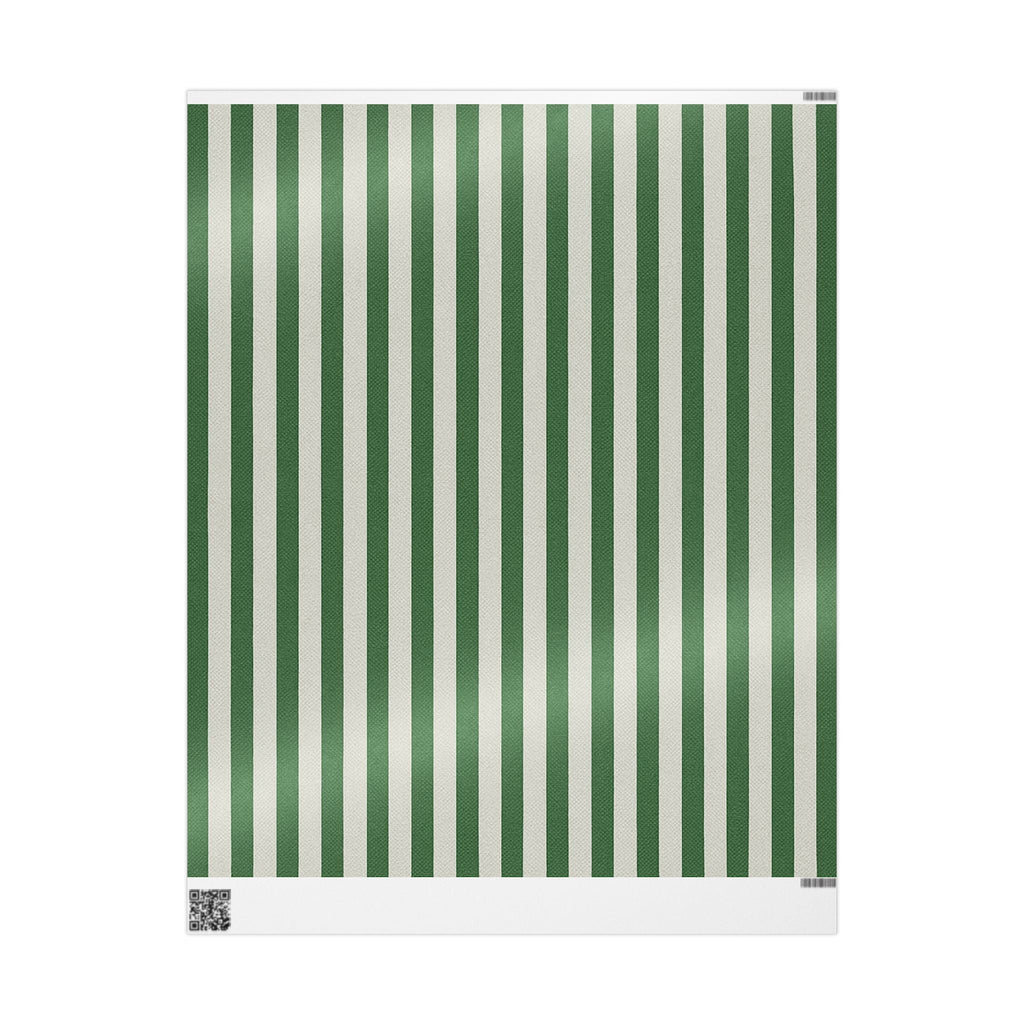 Green and White Elegantly Striped Wrapping Paper for Holidays & Celebrations
