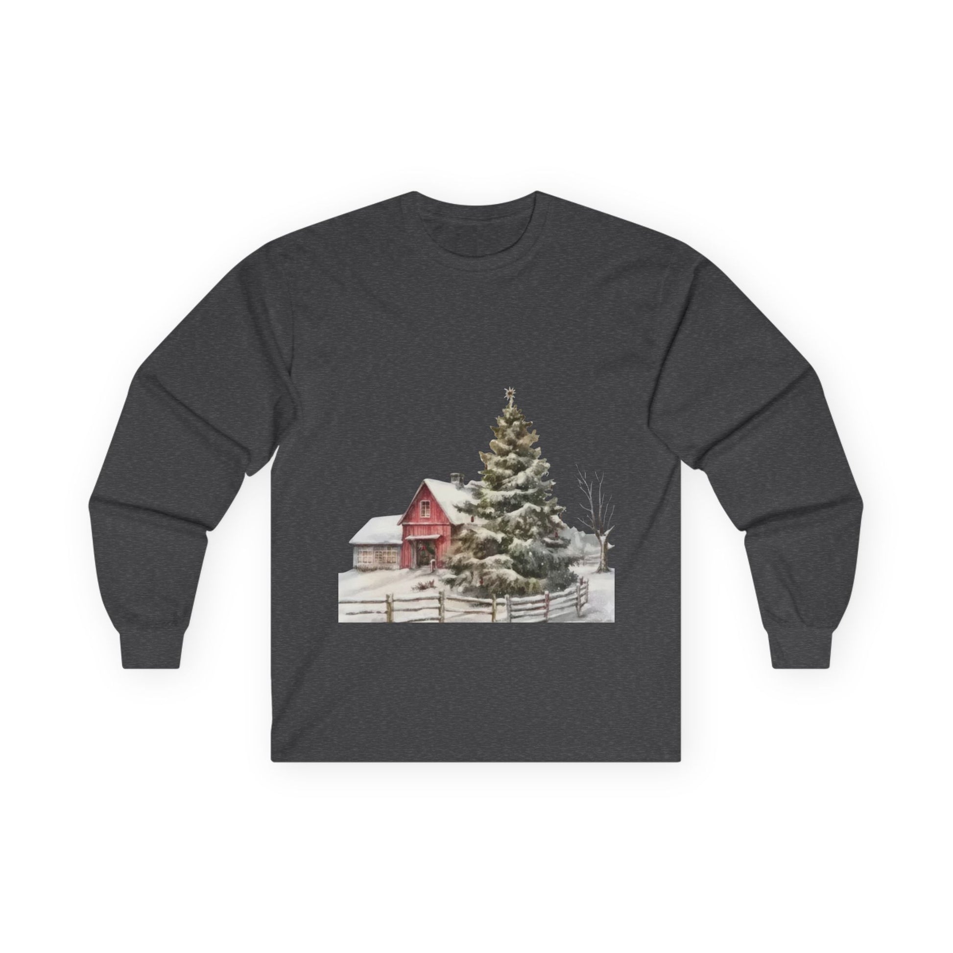 Whispers of Winter – Christmas Barn T-Shirt Long Sleeve Tee