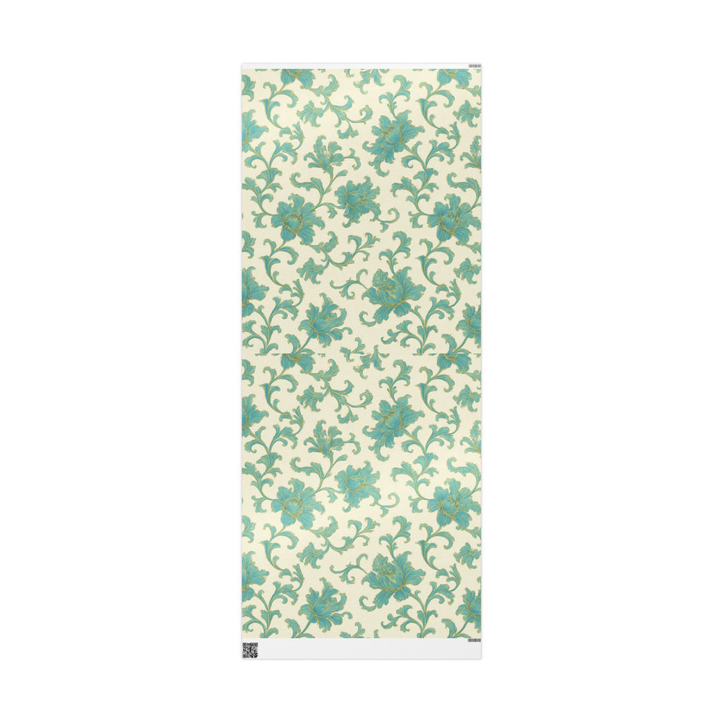Elegant Teal Vintage Floral Wrapping Paper – Classic Cream Background Gift Wrap