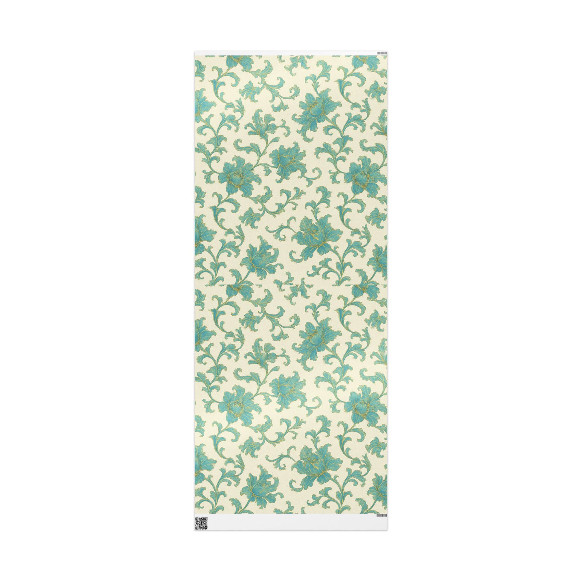 Elegant Teal Vintage Floral Wrapping Paper – Classic Cream Background Gift Wrap