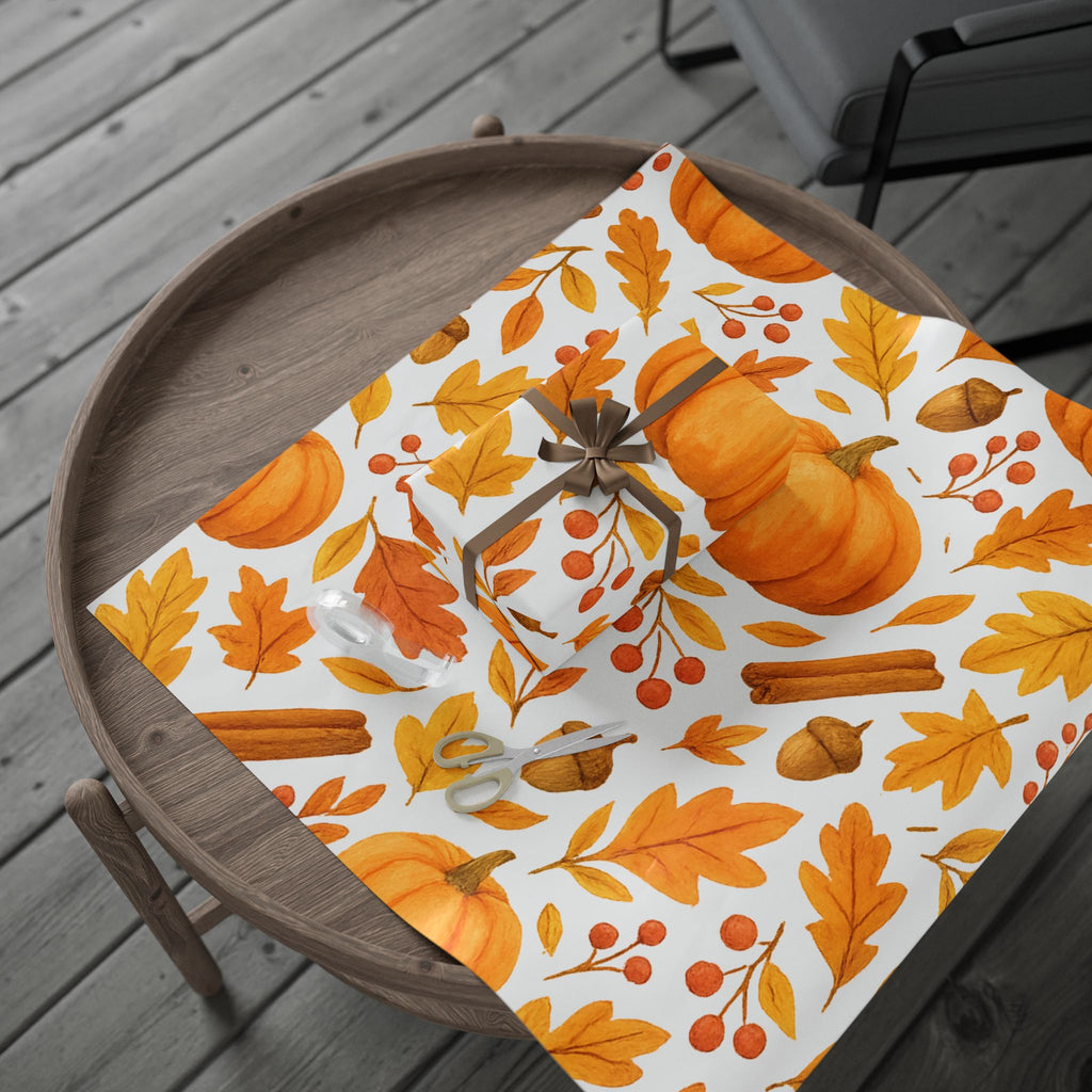 Autumn Pumpkin Wrapping Paper, Fall Gift Wrap, Seasonal Packaging, Thanksgiving Decor, Eco-Friendly Gift Wrap