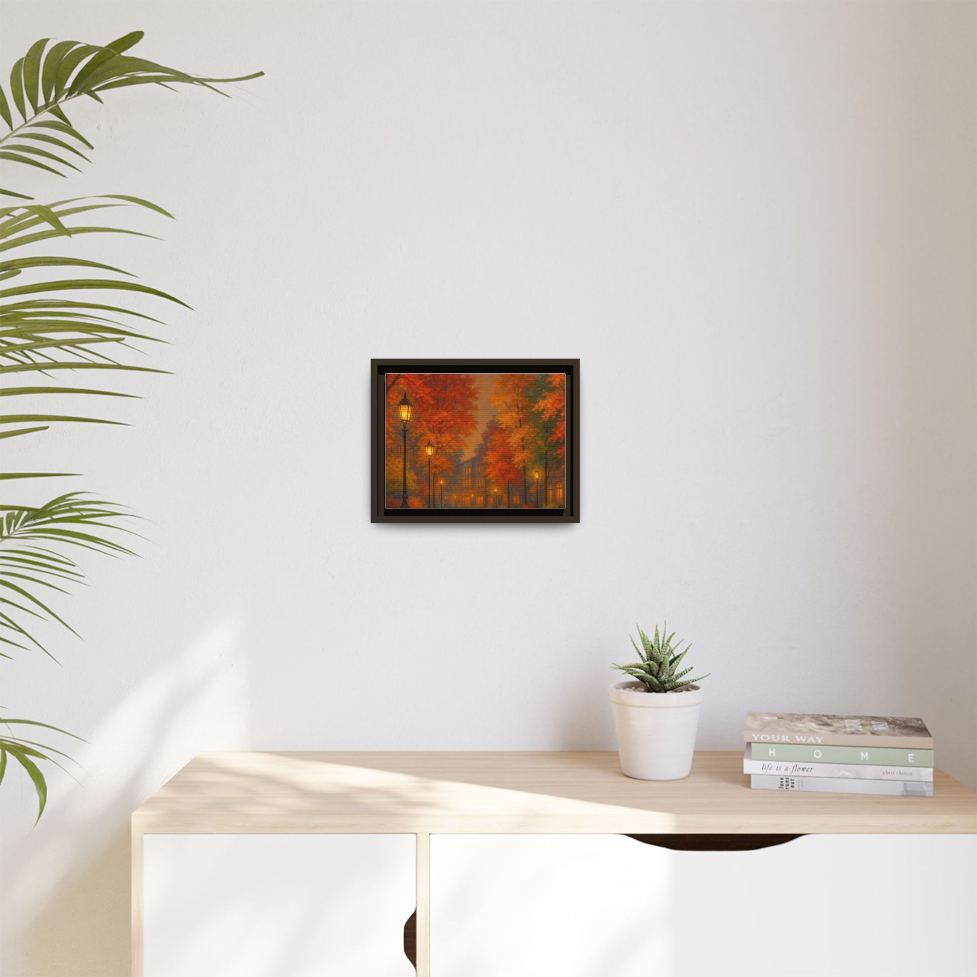 Autumn Cityscape Canvas Art – Warm Fall Skyline Wall Décor