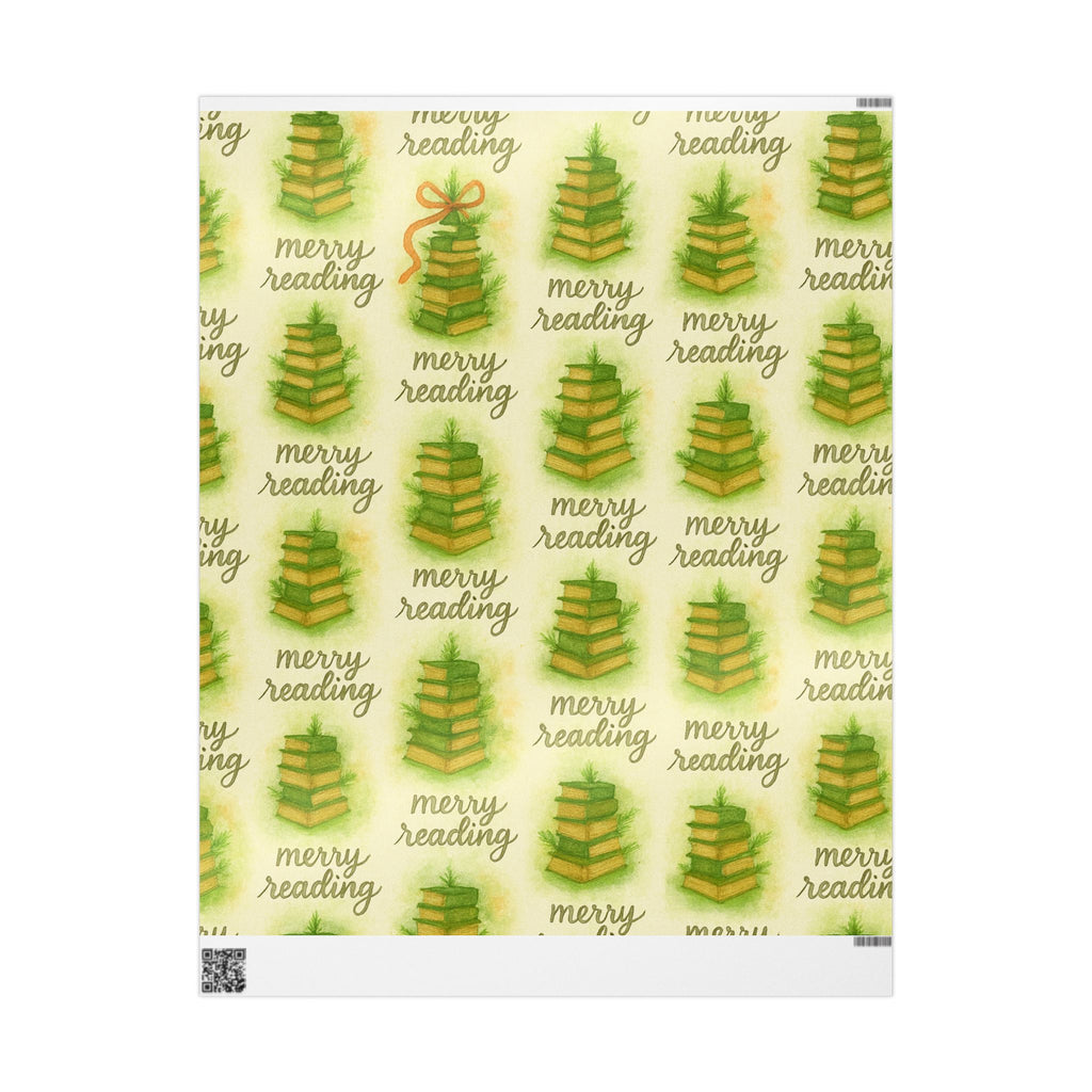 Merry Reading Book-Stack Wrapping Paper — Holiday Gift Wrap for Book Lovers