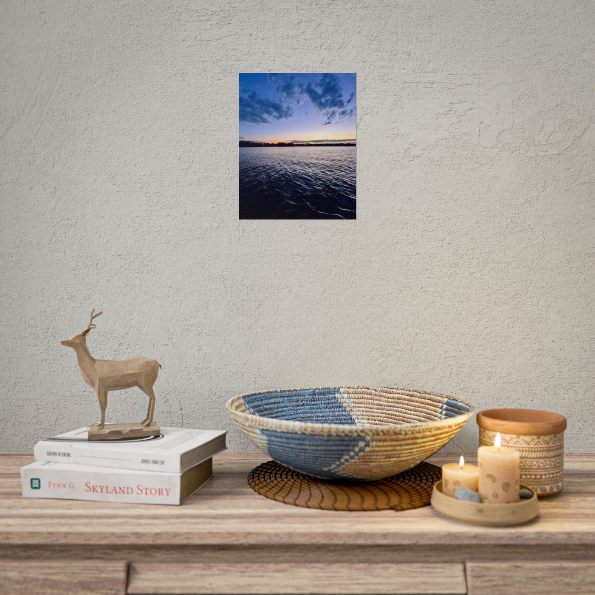 Serene Sunset Rolled Poster - Tranquil Lake View Wall Art for Home Decor