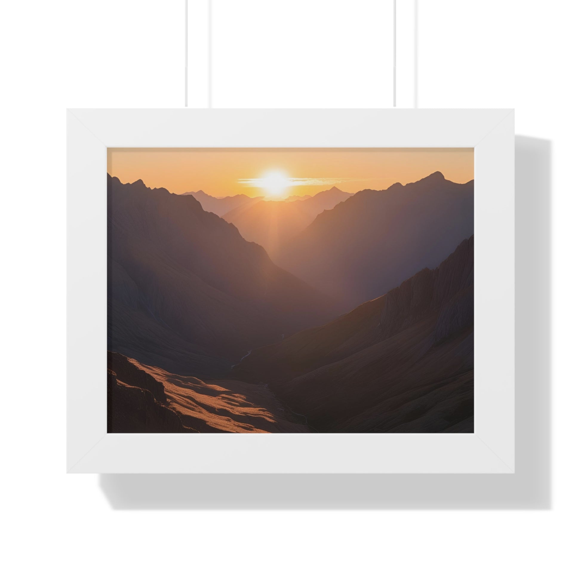 Serene Mountain Sunset Framed Horizontal Poster - Perfect Wall Art for Nature Lovers