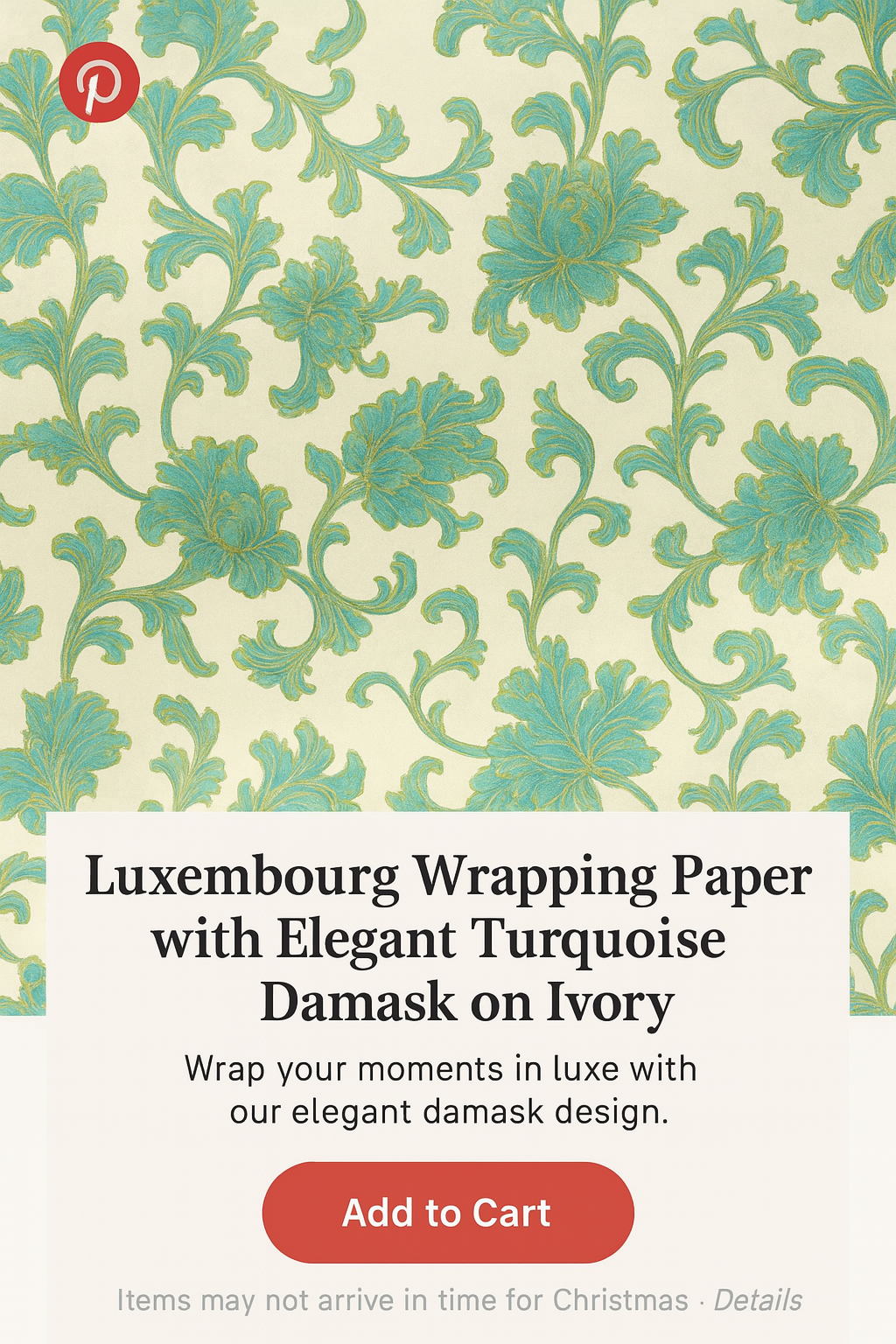 Teal Bloom Wrapping Paper – Elegant Hand-Painted Floral Gift Wrap with Gold Accents for Weddings & Special Occasions