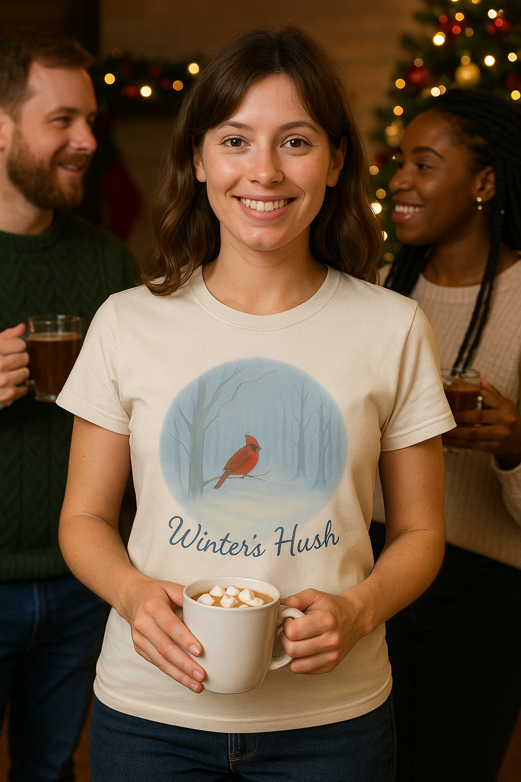 Winter’s Hush Cardinal T-Shirt – Peaceful Winter Scene - The Winter's Hush Collection